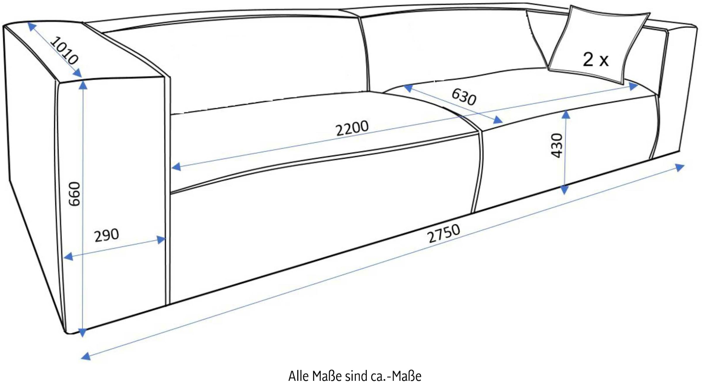 andas 3-Sitzer »BAKELS, Couch in Cord oder Boucle-Stoff, Sofa im modernen Design«, bequemer Sitzkomfort,in 2 Stoffen und 8 Farben lieferbar