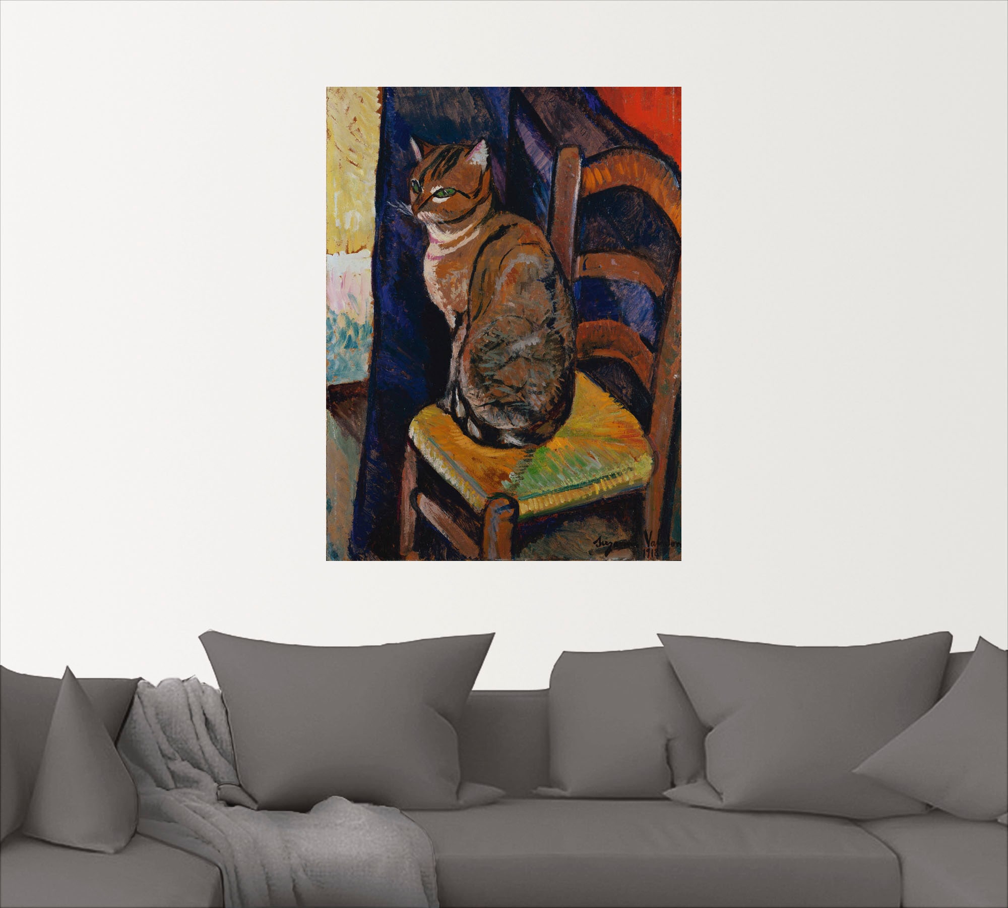 Artland Wandbild »Skizze Stuhl sitzende Katze.«, Haustiere, (1 St.), als Leinwandbild, Poster, Wandaufkleber in verschied. Größen