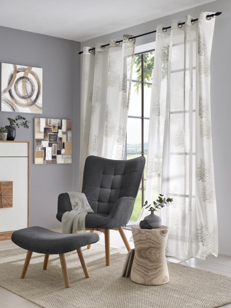 Kutti Vorhang »Belinda« Ösen 1 Stk. tlg. Gardine, halbtransparent, Ausbrenner, bedruckt, Viskose-Polyester