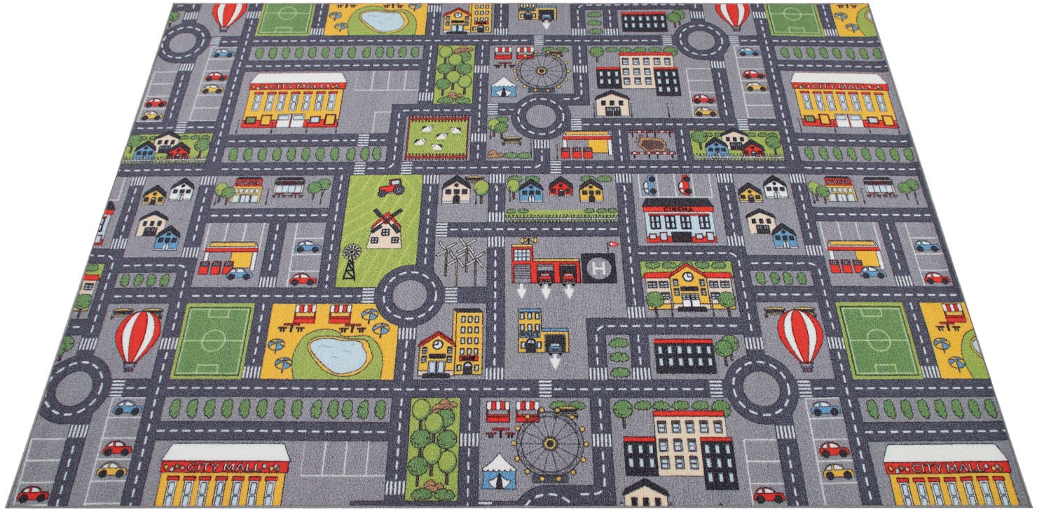 Paco Home Kinderteppich "Bino 577" rechteckig 5 mm Höhe Straßen-Spiel-Teppi günstig online kaufen