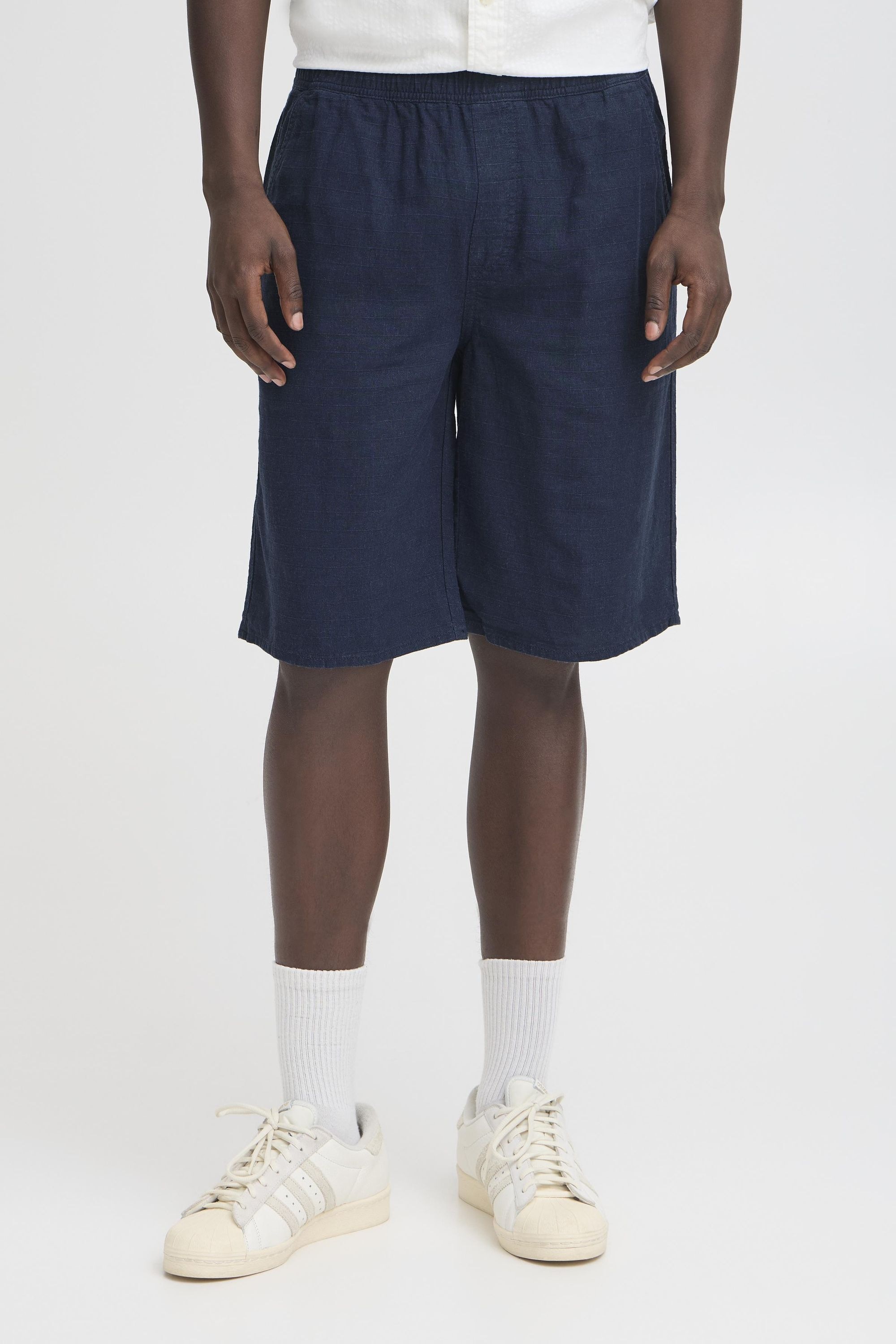 Leinenhose BLEND "Leinenhose BHMADDOX wovenshorts", Herren, Gr. S, N-Gr, blau (marineblaus), Obermaterial: 55% Leinen LI. 45% Viskose CV., Hosen 5