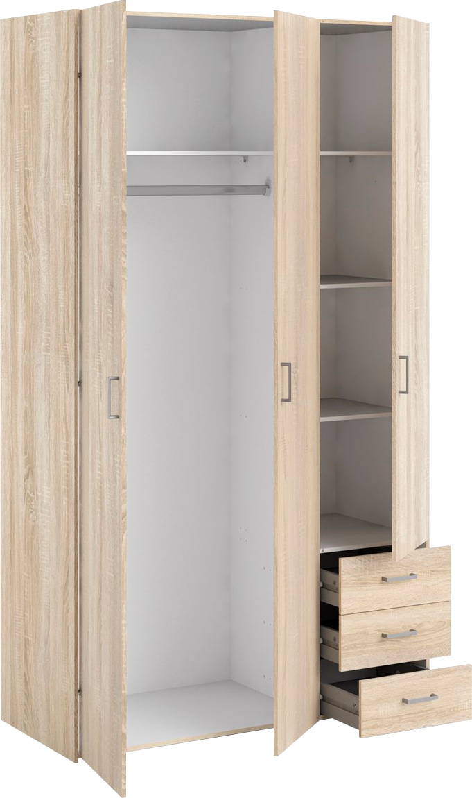 Home affaire Kinderkleiderschrank, Mit viel Stauraum, graue Stangengriffe, Gr. ca. 200,4 x 115,8 x 49,5 cm