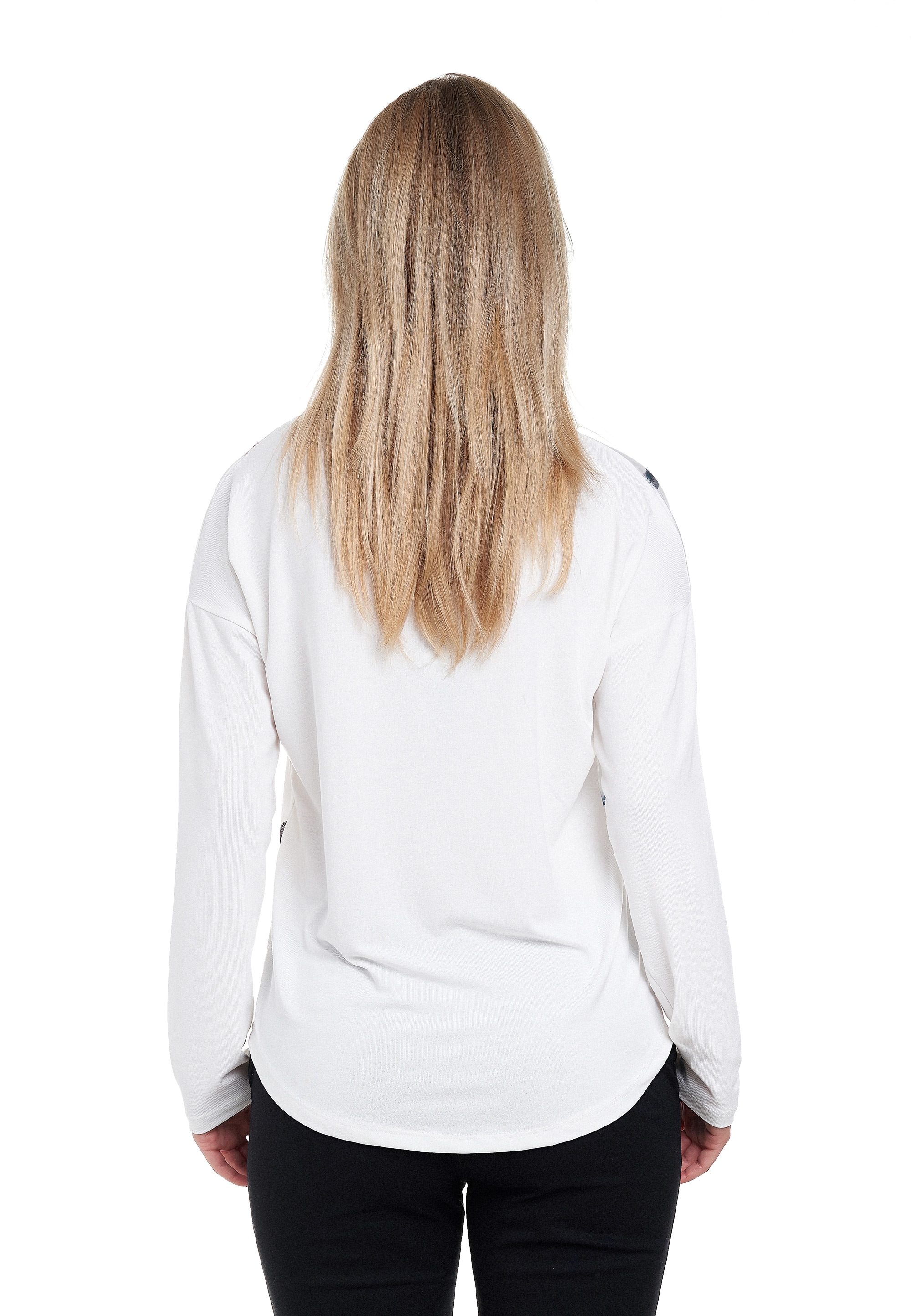 Decay Langarmshirt, mit farbigen Feder-Motiven
