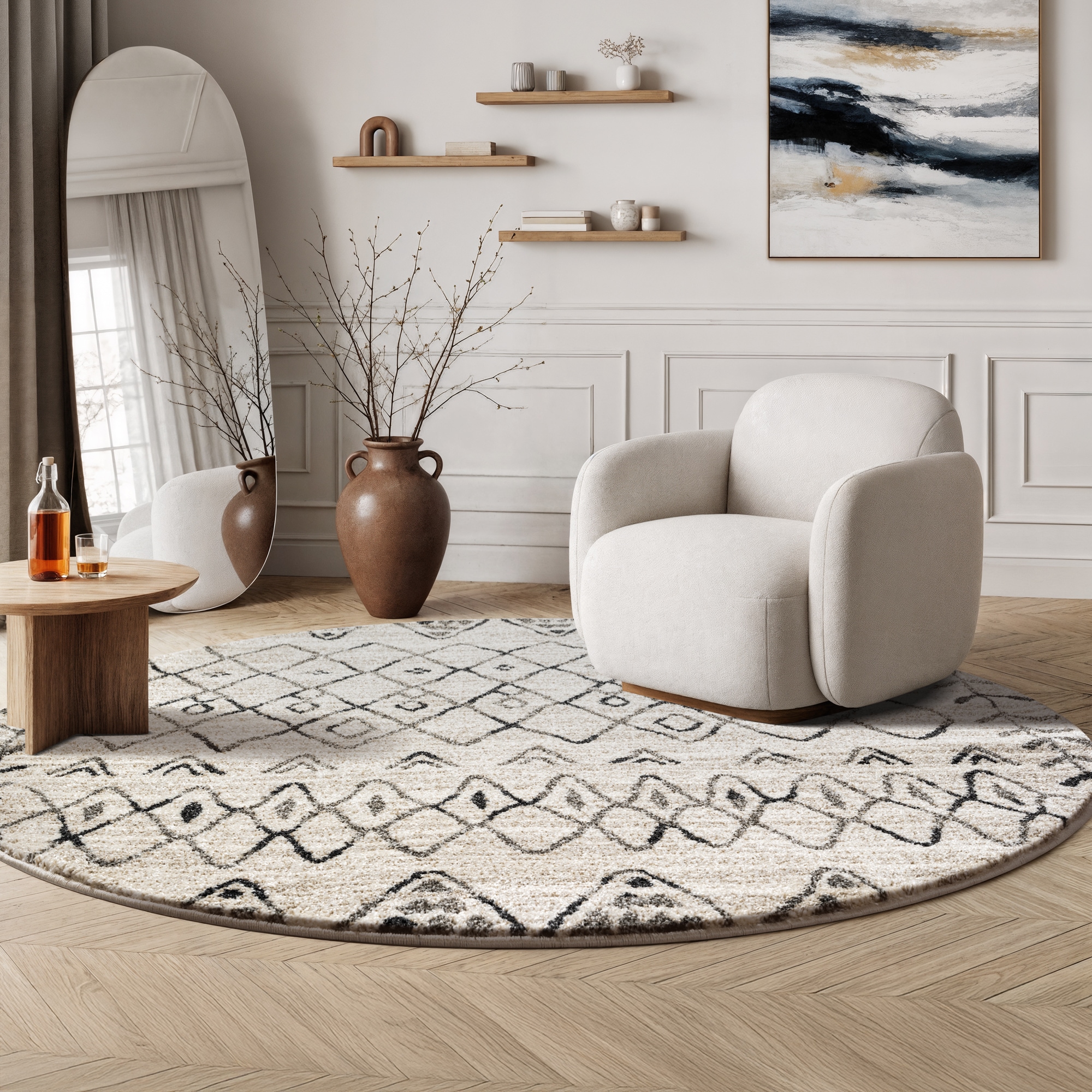 Sanat Teppich "Boho 8200" rund 10 mm Höhe Kurzflor, robust, Boho, Scandic, günstig online kaufen