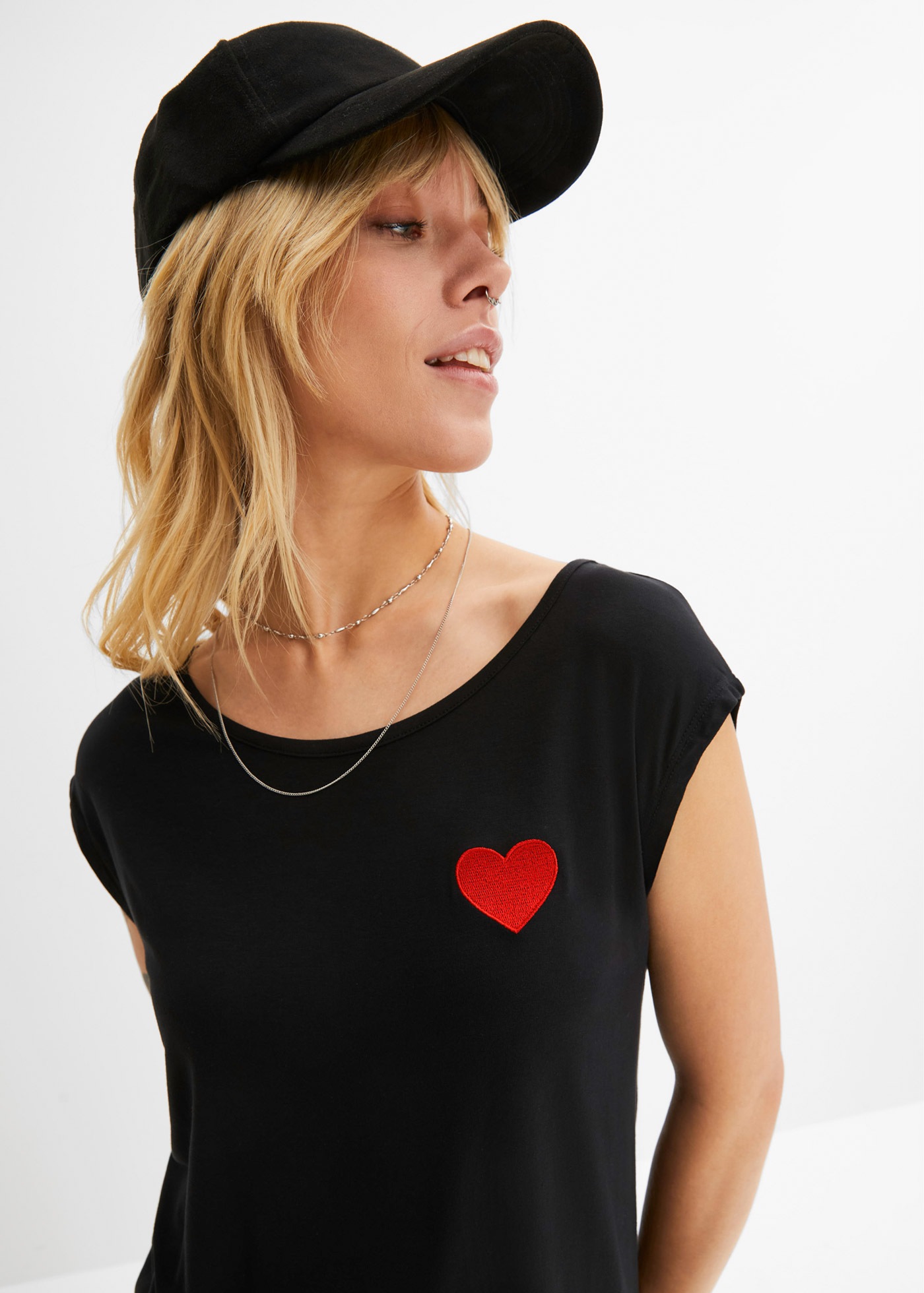 bonprix Vokuhila-Shirt »Vokuhila-Shirt aus fließendem Viskosemix« lockere Passform, Rundhals-Ausschnitt, aus Viskosemix, Casual Stil