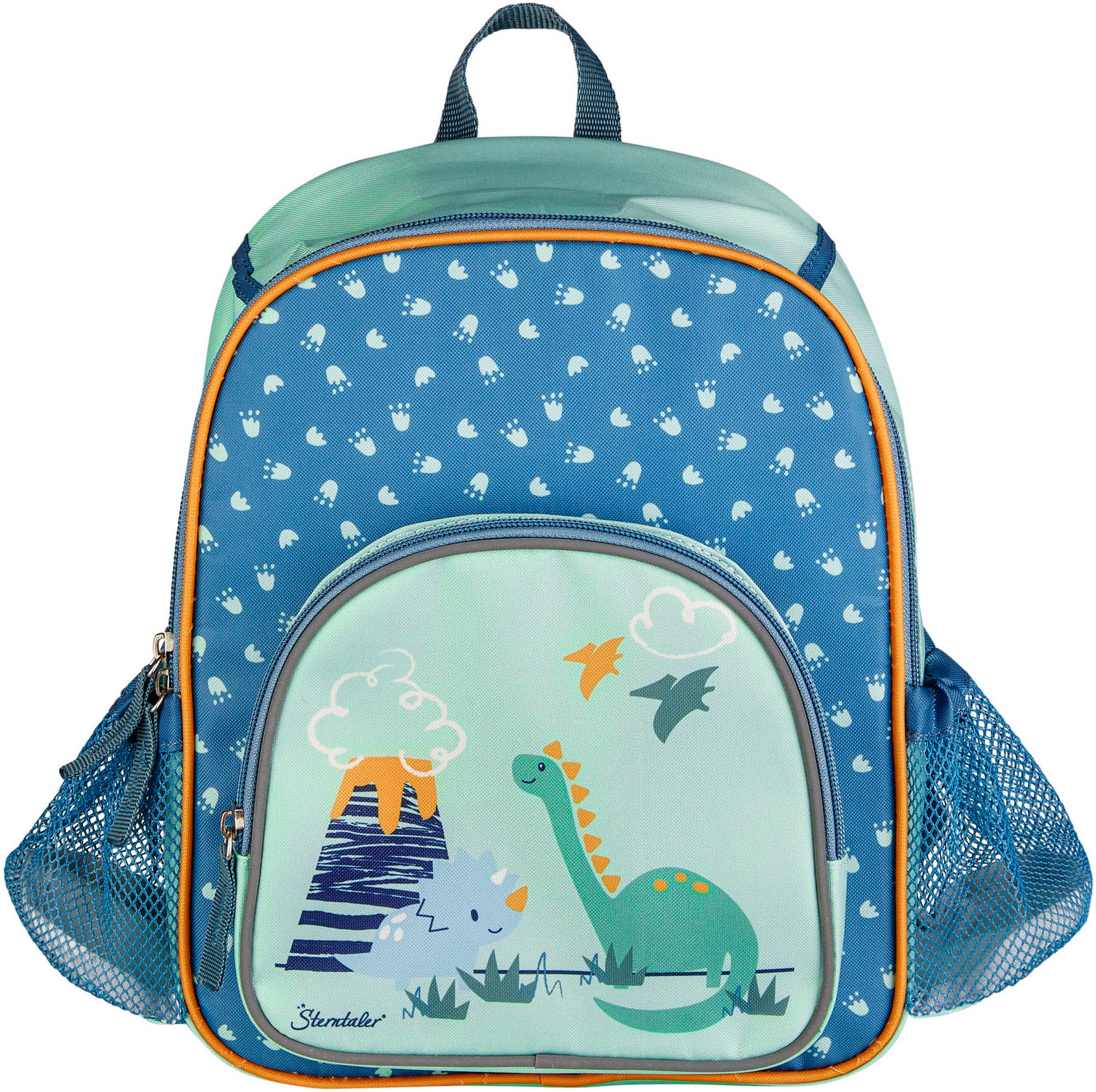 Kinderrucksack STERNTALER "Dino Rexi", Kinder, Gr. B/H/T: 24cm x 30cm x 10cm, grün (pudergrün), Polyester, Polyethylen, Rucksäcke