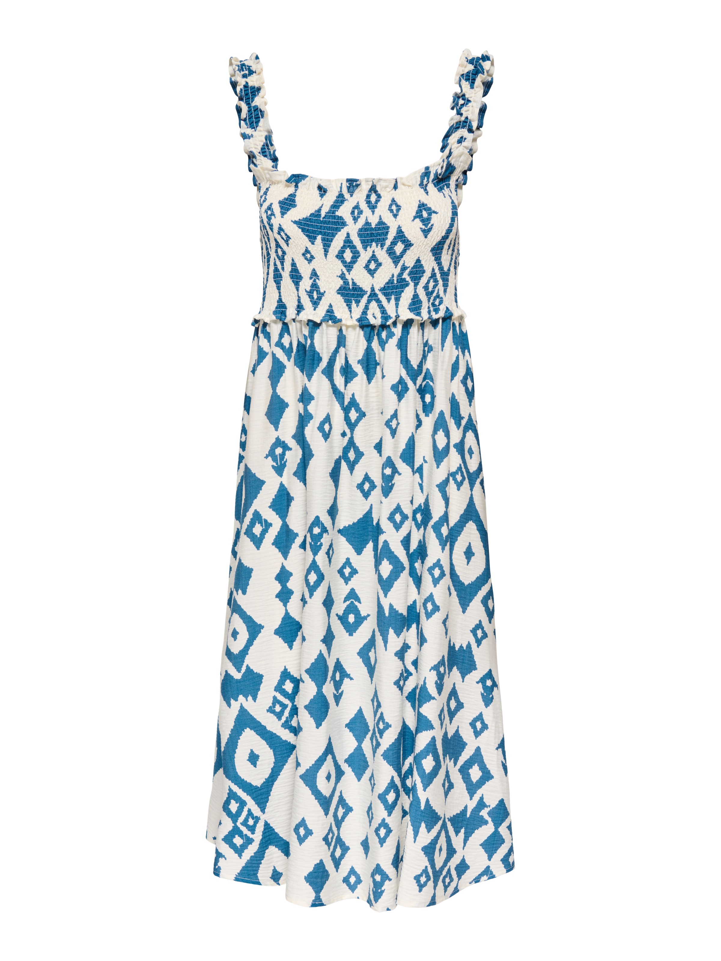 Only Druckkleid "Onllumira S/L Long Smock Dress Wvn Ex" Viskosemischung, Regular Fit