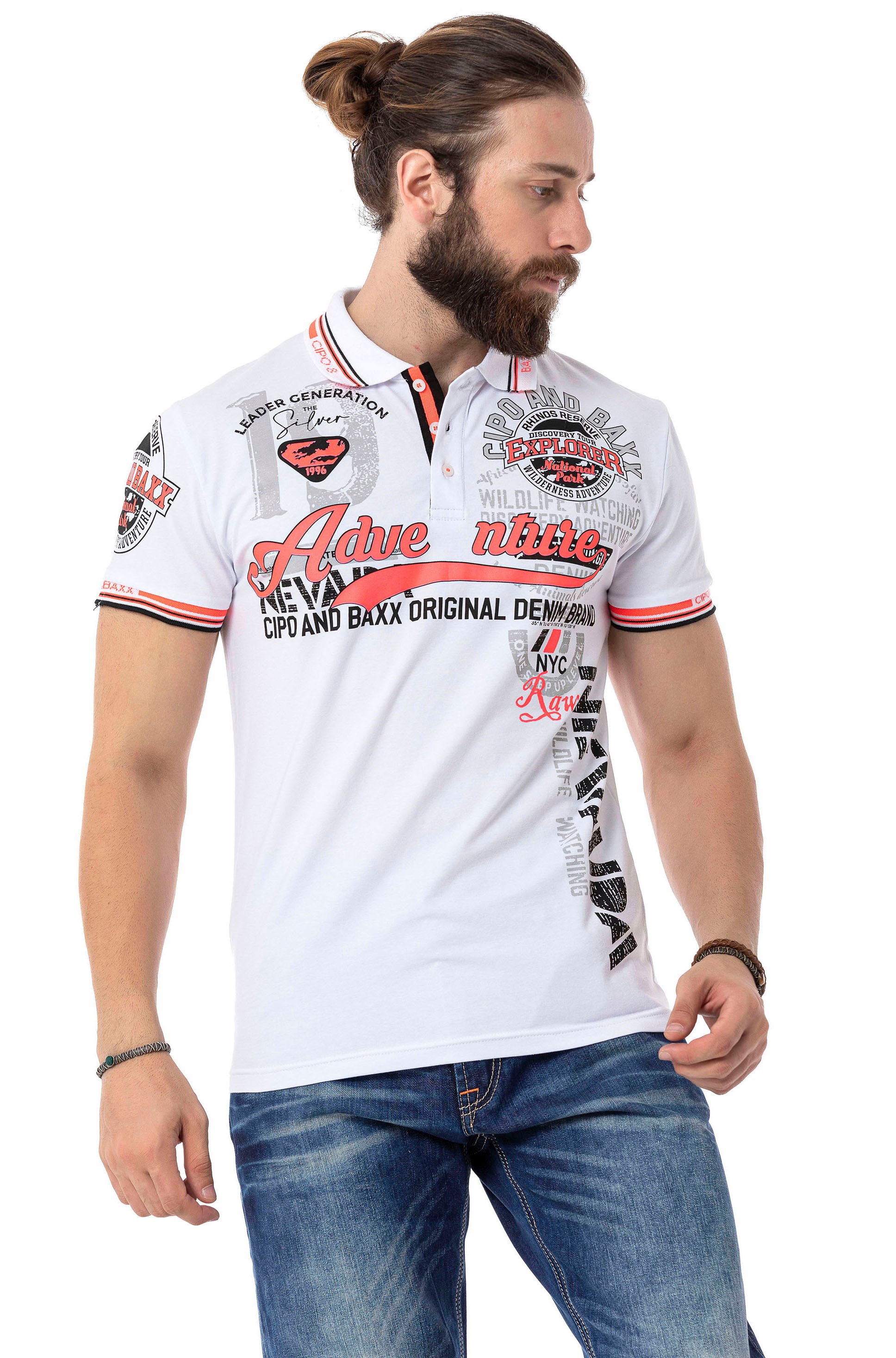 Cipo & Baxx Herren Poloshirt Weiß XL 3