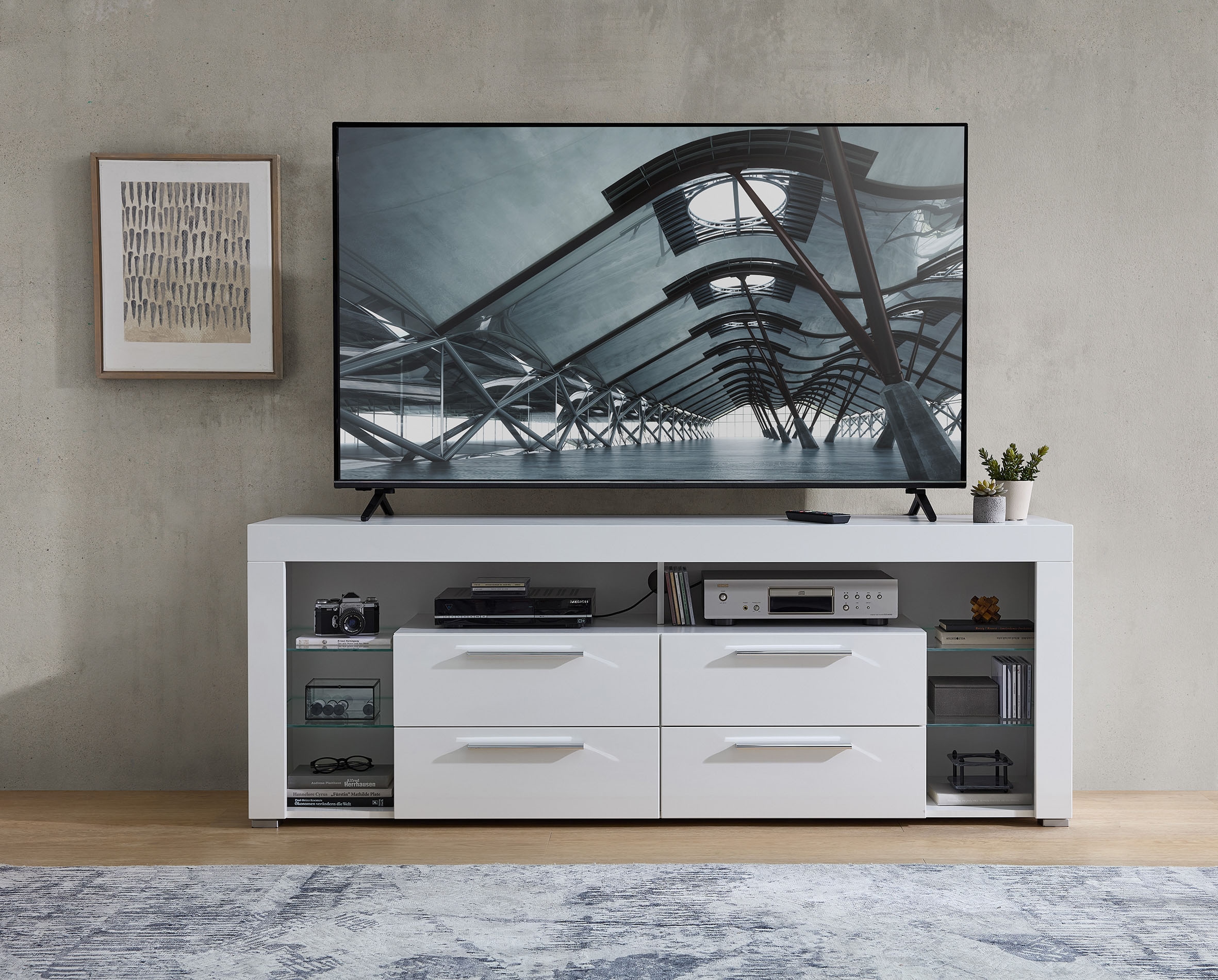 Stolkom TV-Schrank »Goal«, 4 Schubkästen, 6 offenen Fächern, Stellmaß 179/66/44 cm