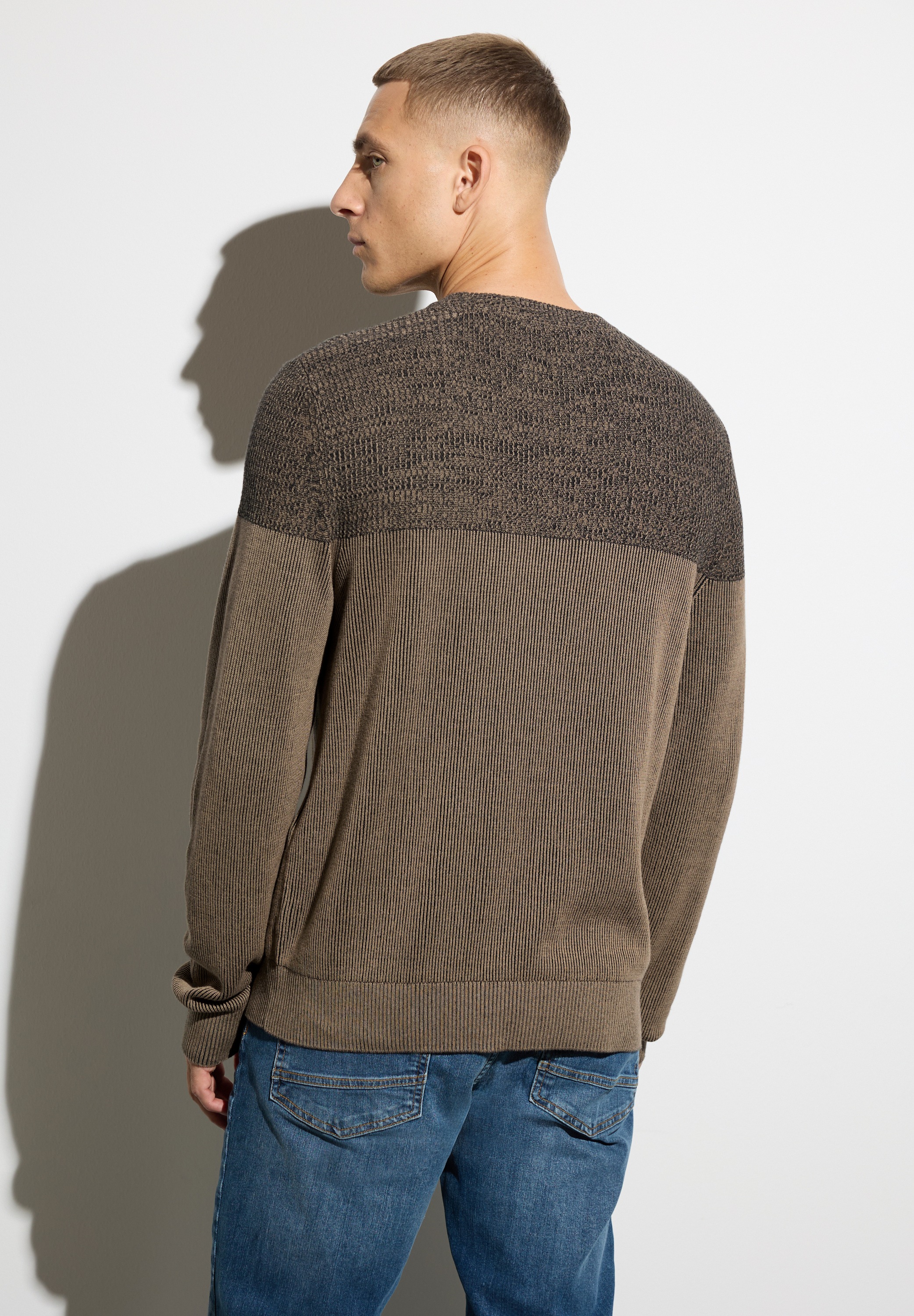 STREET ONE MEN Strickpullover, aus reiner Baumwolle