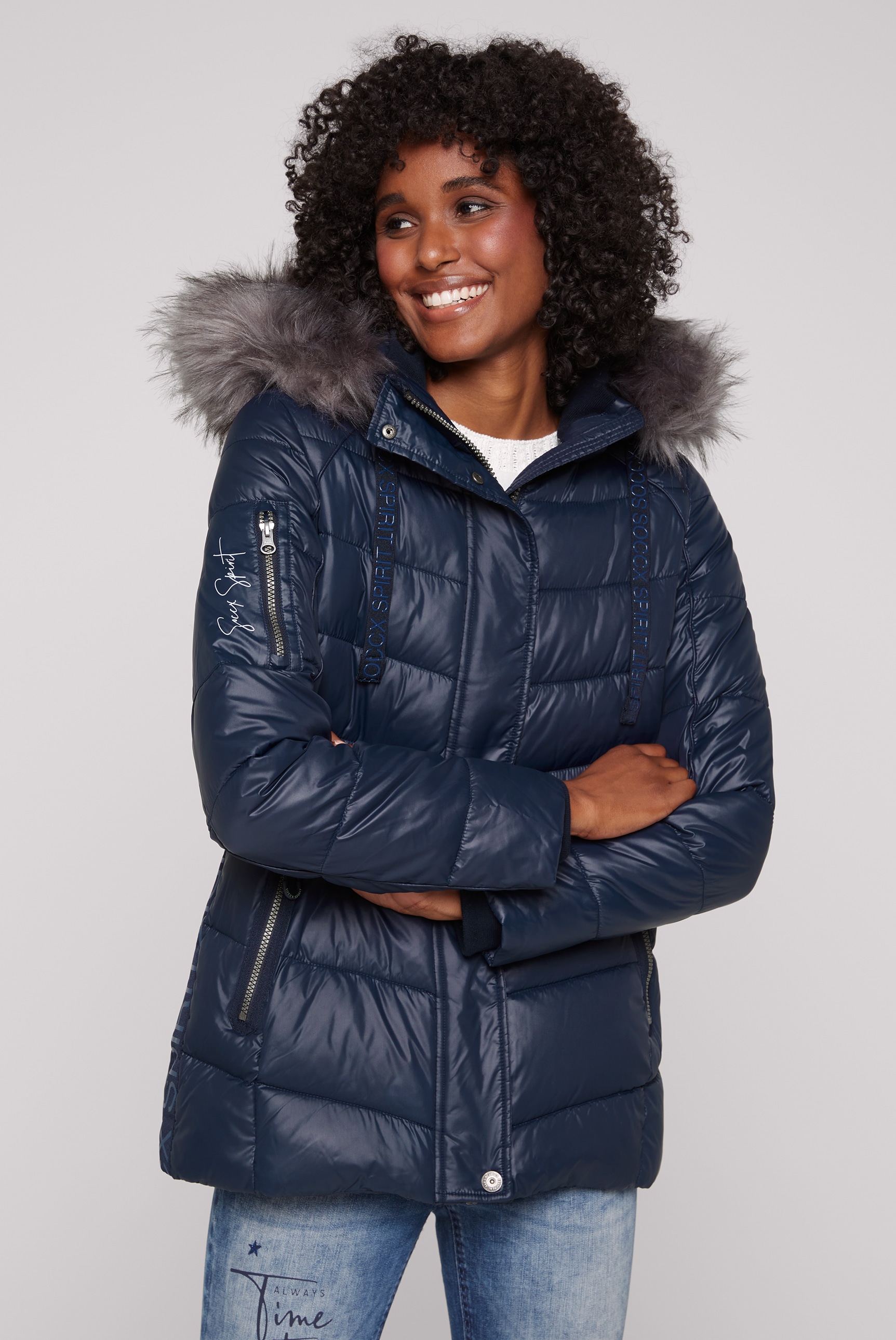 SOCCX Winterjacke, mit Kapuze, mit Ärmeltasche günstig online kaufen