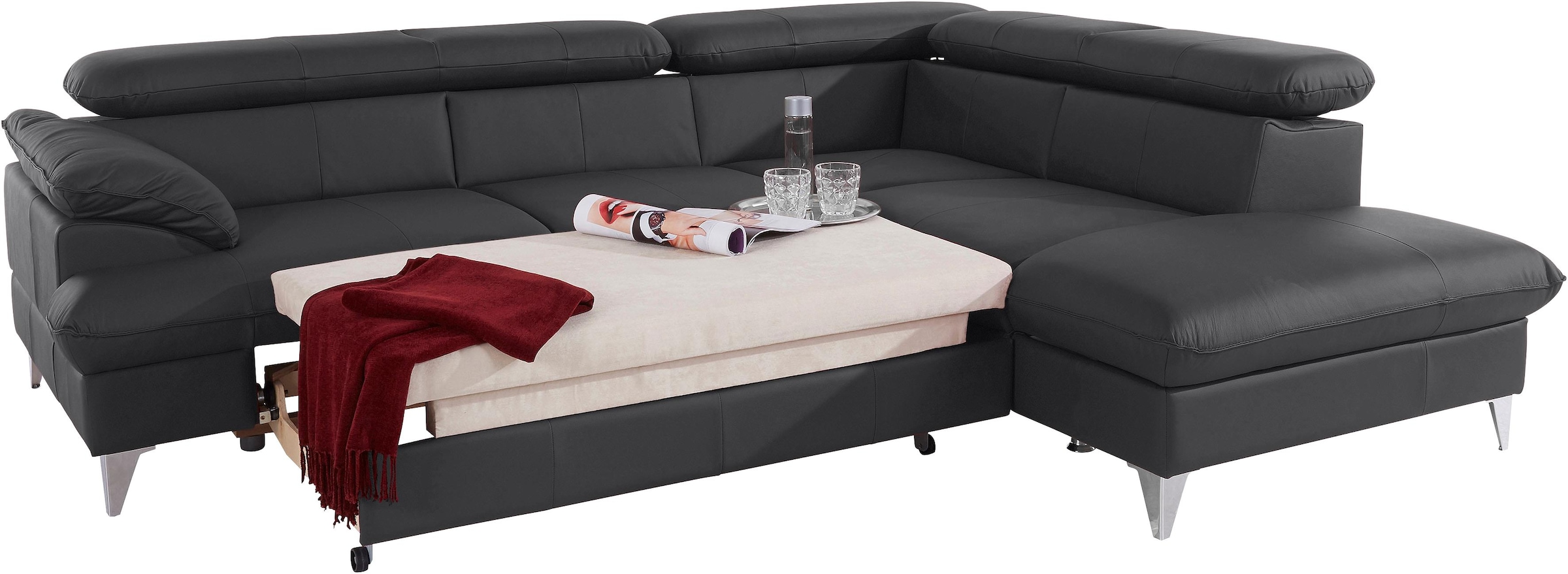 COTTA Ecksofa »Caluso L-Form«, mit Kopfteilverstellung, wahlweise mit Bettfunktion & Bettkasten