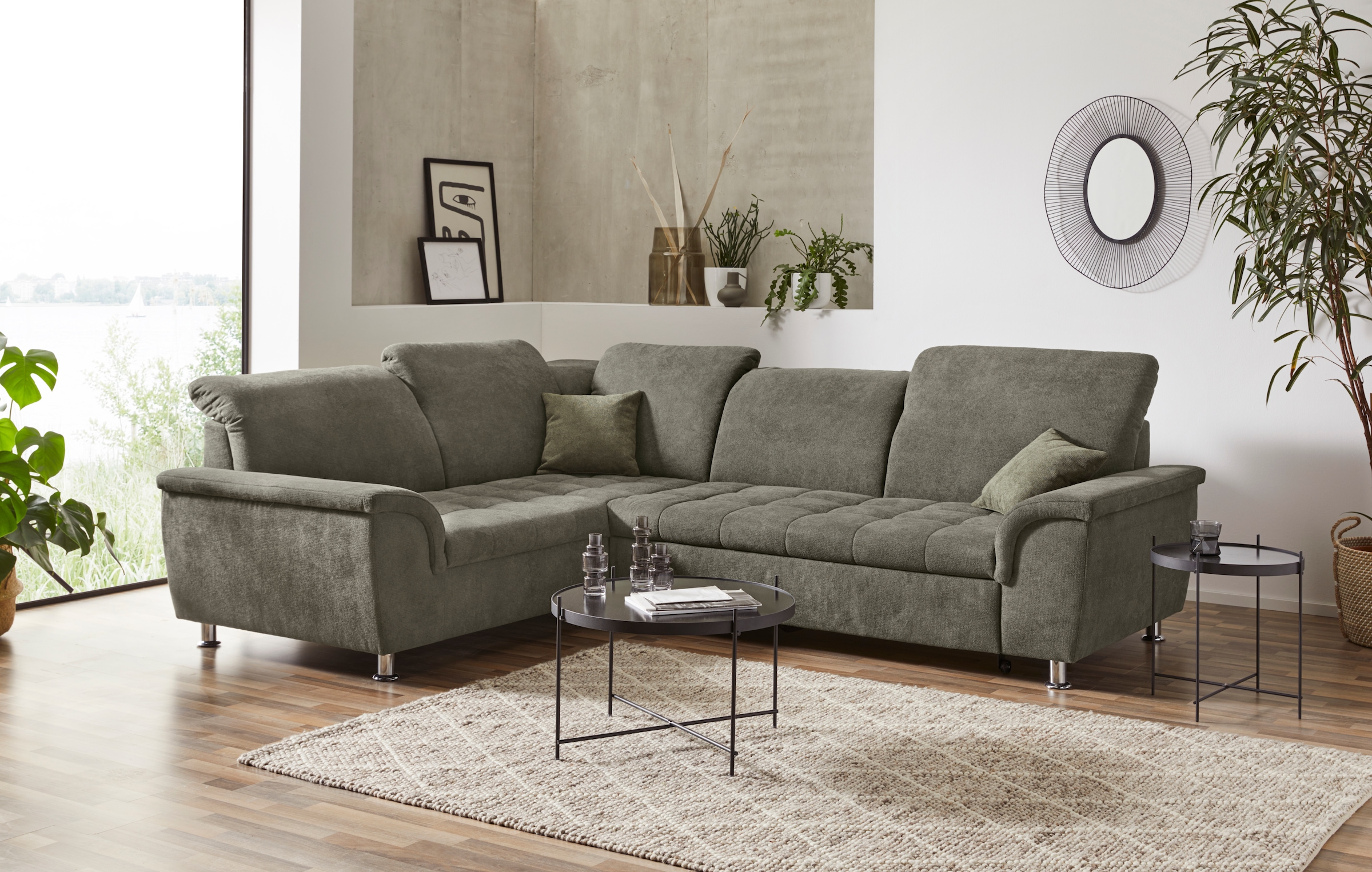 DOMO Collection Franzi Corner Sofa Dark Green 4