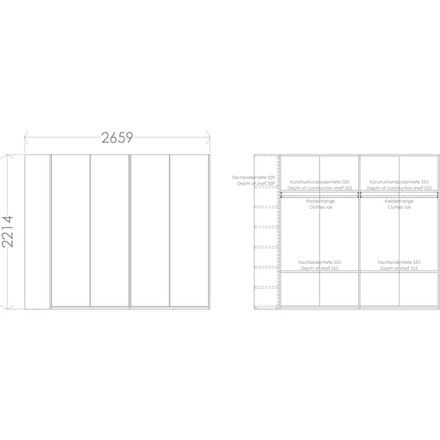 Müller SMALL LIVING Kleiderschrank »Modular Plus Variante 4«, durchgehender  Boden, Anbauregal wahlweise links oder rechts montierbar | BAUR