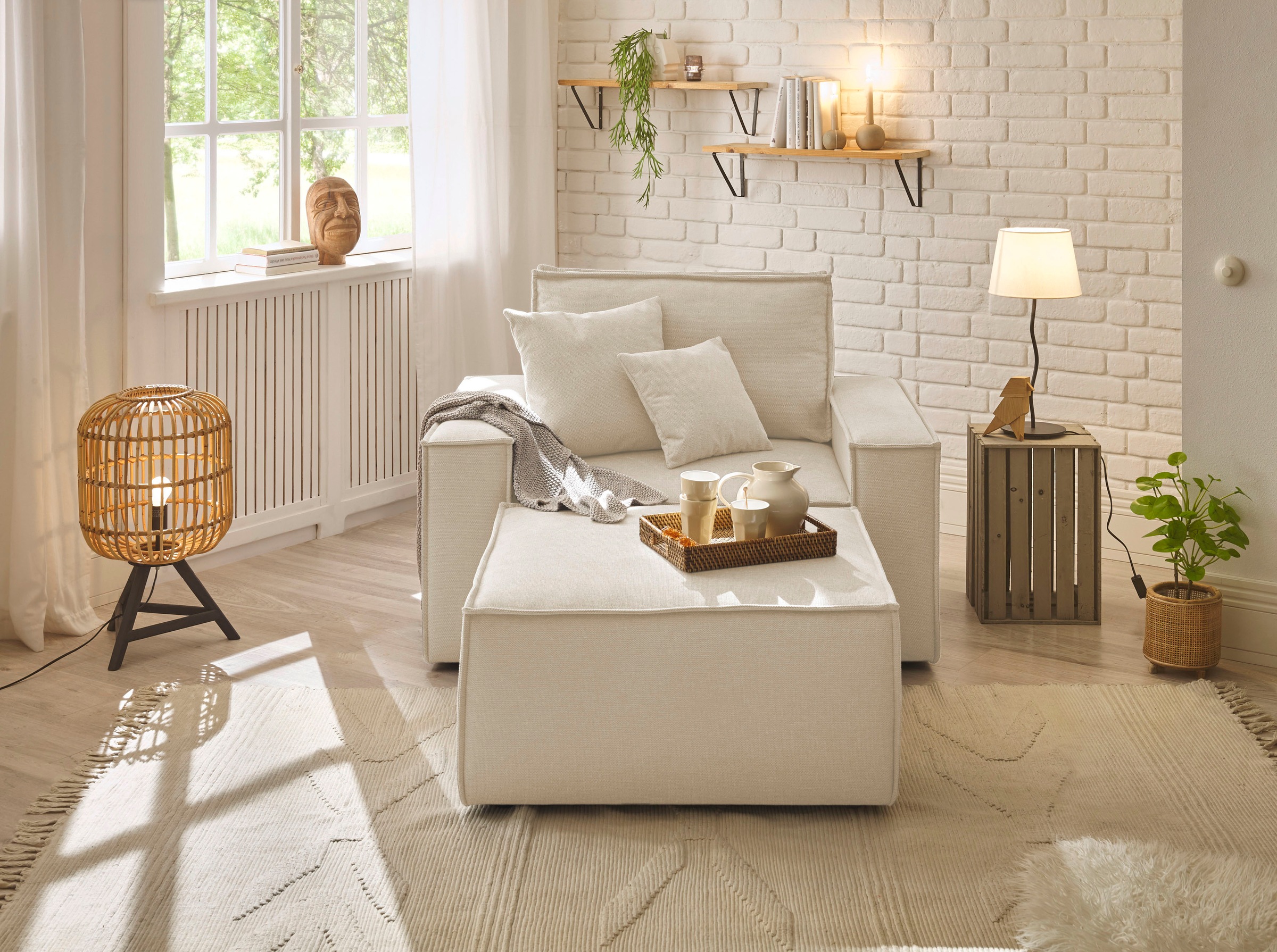 andas Loveseat »Finnley«, (2 St.), Loveseat und Hocker im Set, passend zur Polster-Serie Finnley
