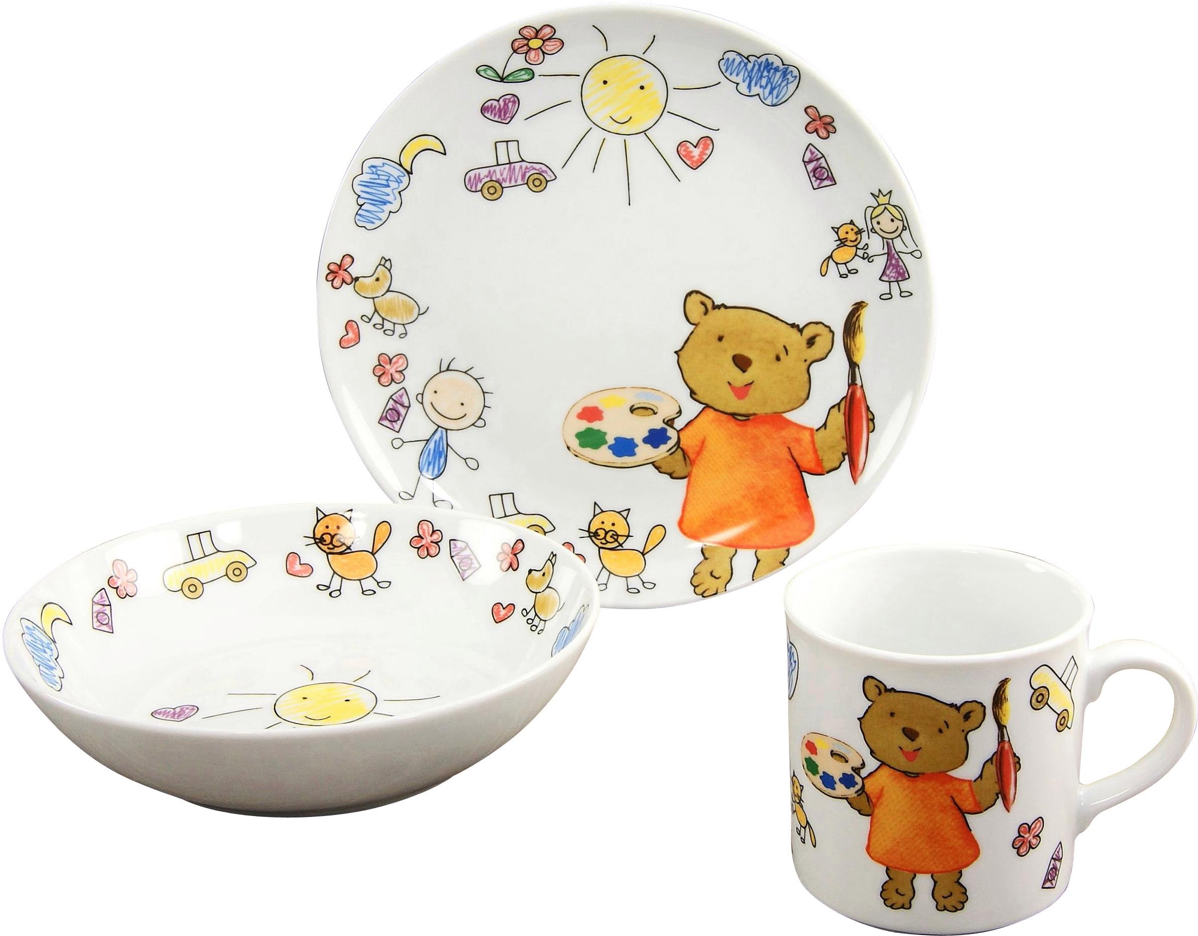CREATABLE Kindergeschirr-Set "Teddy", 3 Stk., bunt, Geschirr-Sets, Made in Europe, 3 Teile, für 1 Person