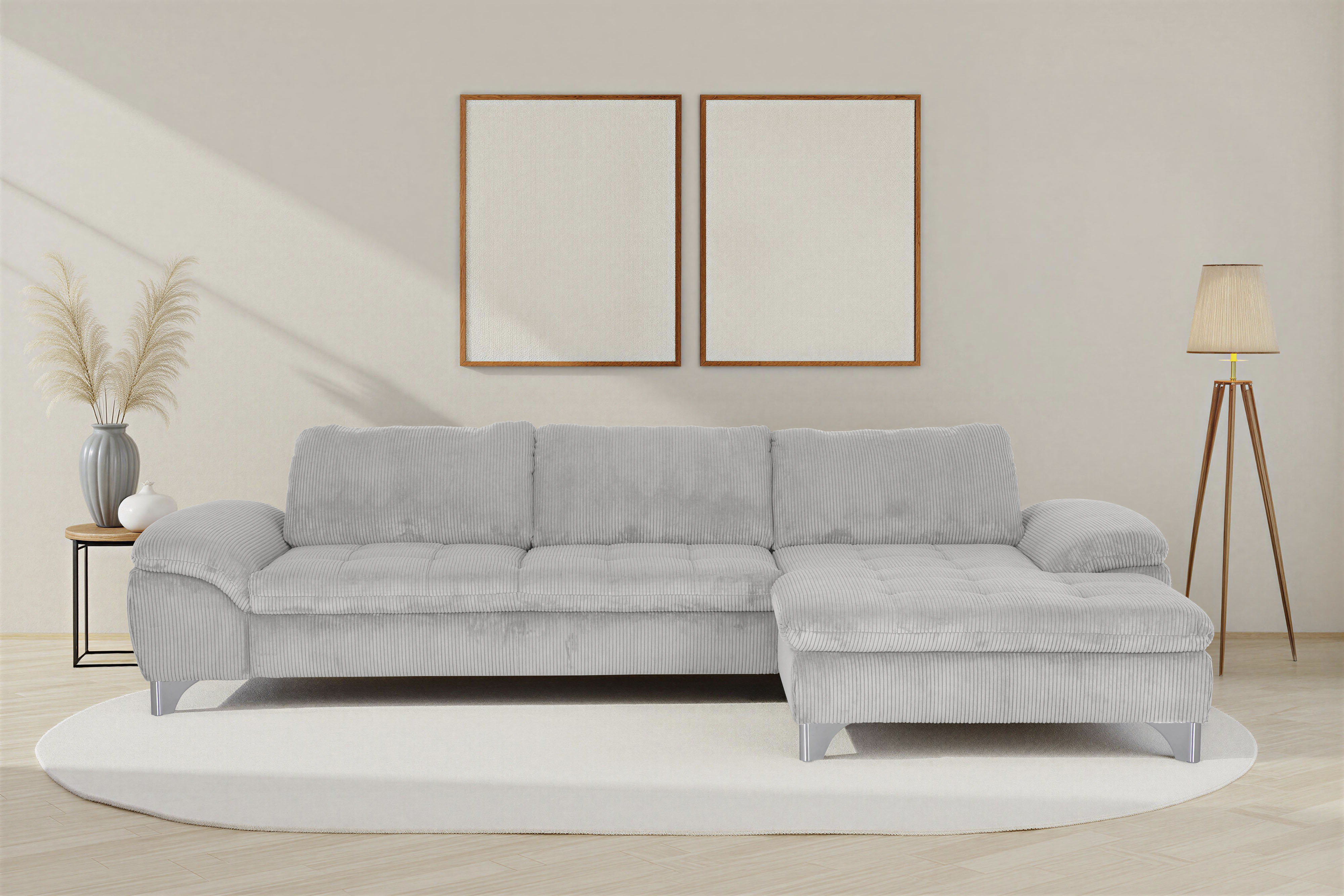 Die PlanBar Ecksofa "Recamiere MP-IN14007 L-Form, Breite 318 cm" wahlweise mit Schlaffunktion und verstellbaren Kopfstützen