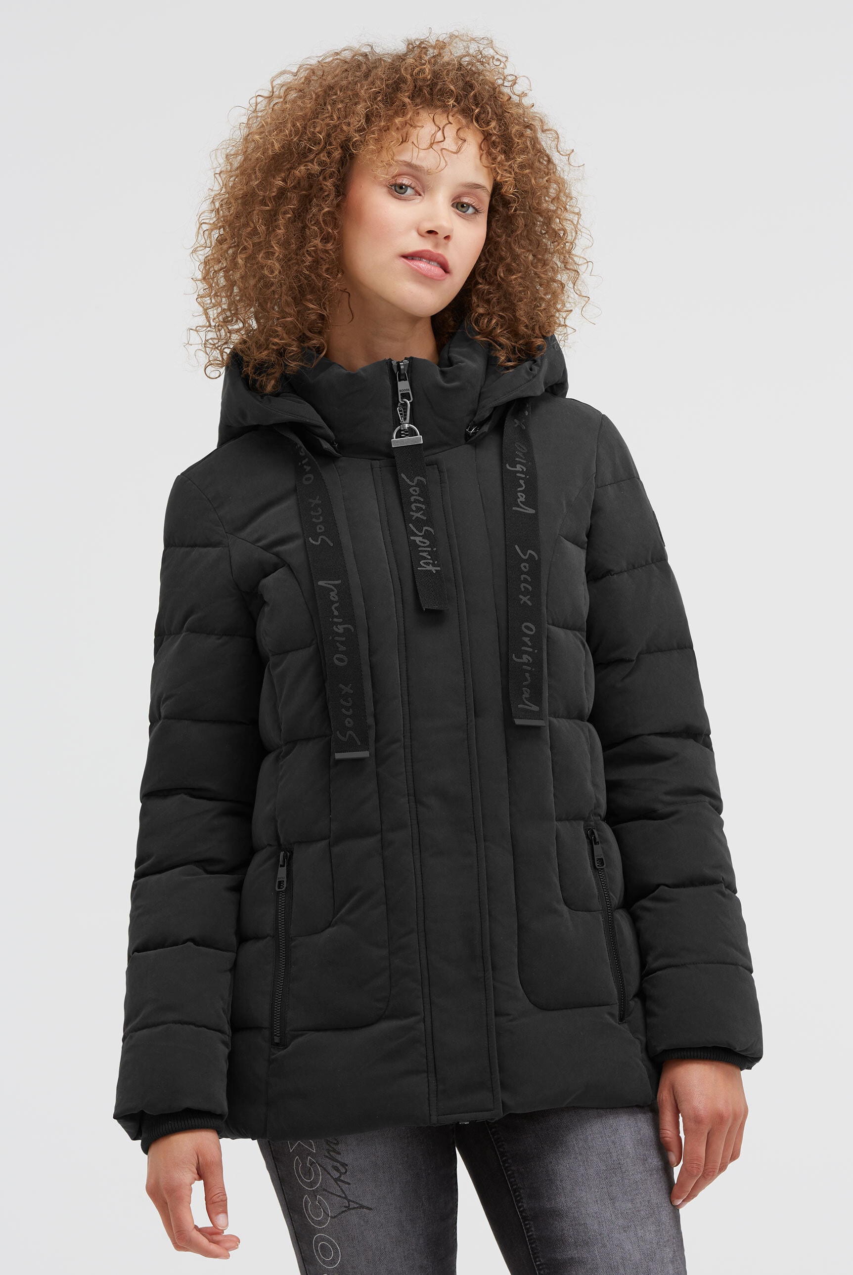 SOCCX Winterjacke mit Kapuze mit Reißverschluss an den Einschubtaschen günstig online kaufen