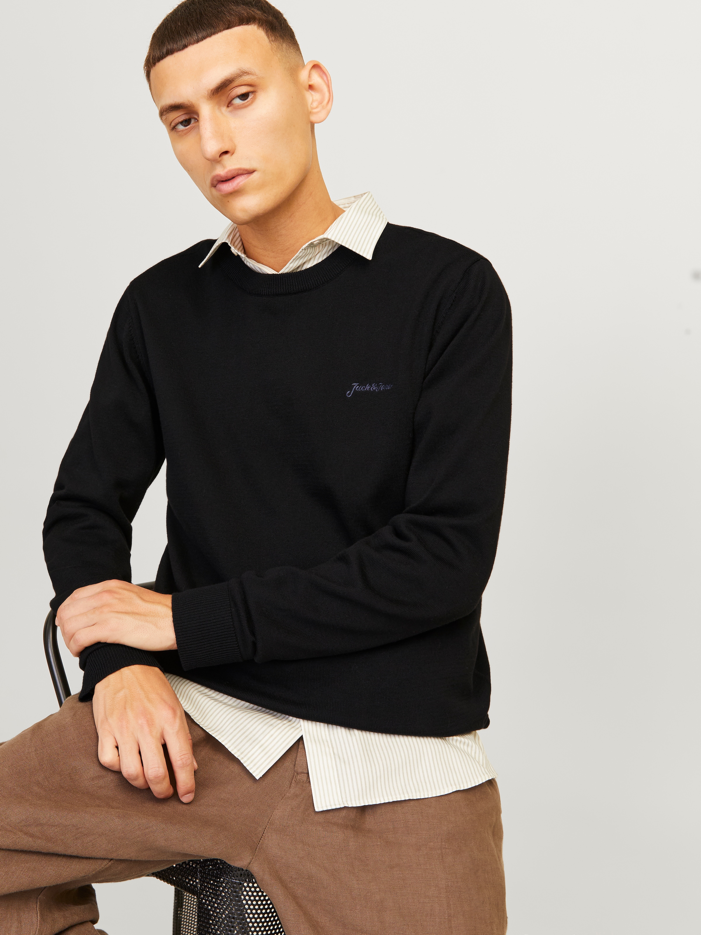 Jack & Jones Rundhalspullover »JJBRAD KNIT CREW NECK AW24«