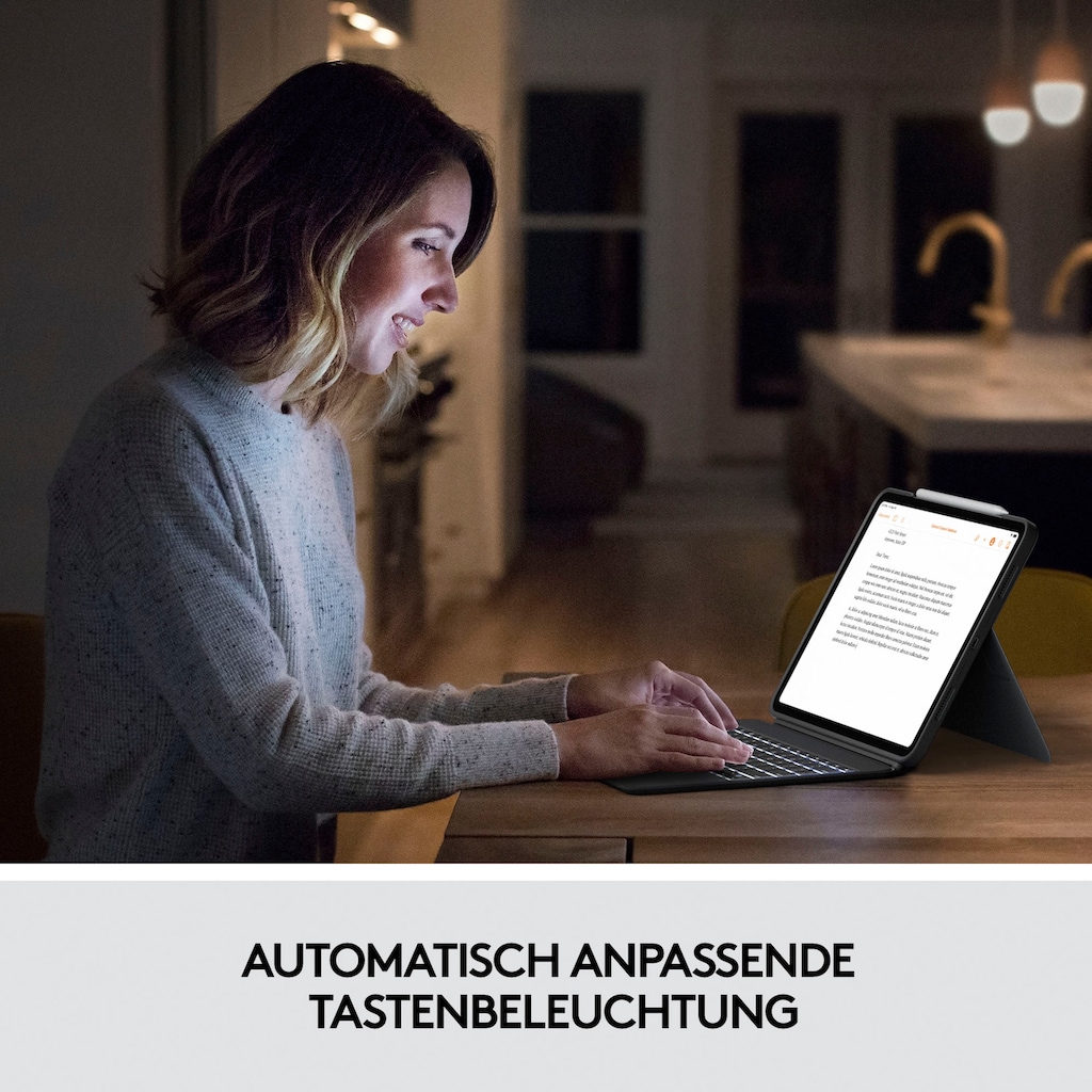 Logitech iPad-Tastatur »Combo Touch iPad Pro 11 Zoll«, (ausklappbare Füße-Multimedia-Tasten)