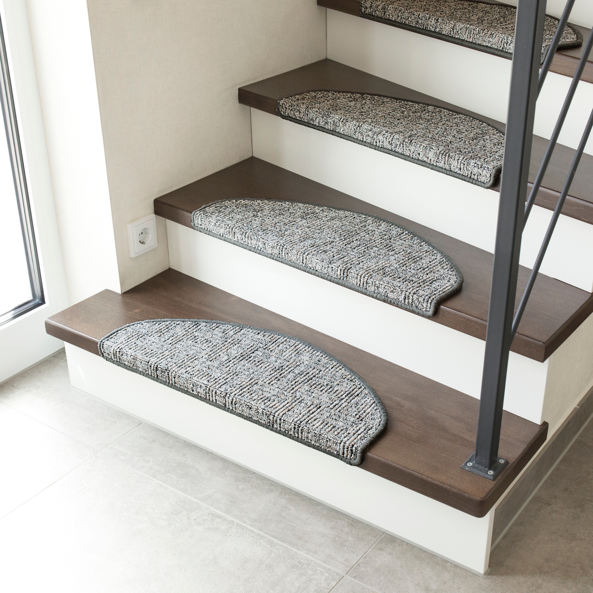 Andiamo Stufenmatte "Leo, Made in Poland" halbrund 6 mm Höhe grobe melierte günstig online kaufen