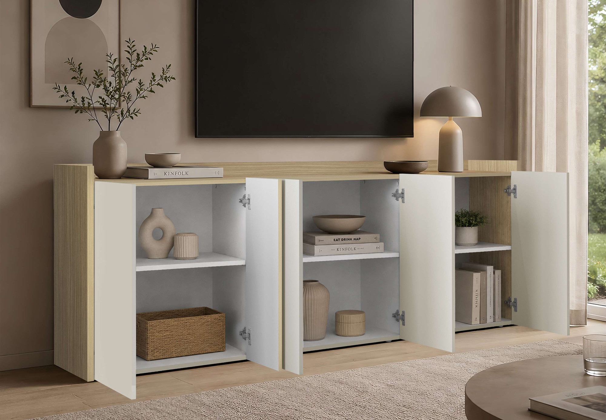OTTO home Sideboard »Sideboard ALTEA, Kommode, Schrank, Kredenz« 1 Stk. tlg. Mit 6 Drehtüren, 6 Innenfächer, B.220 cm