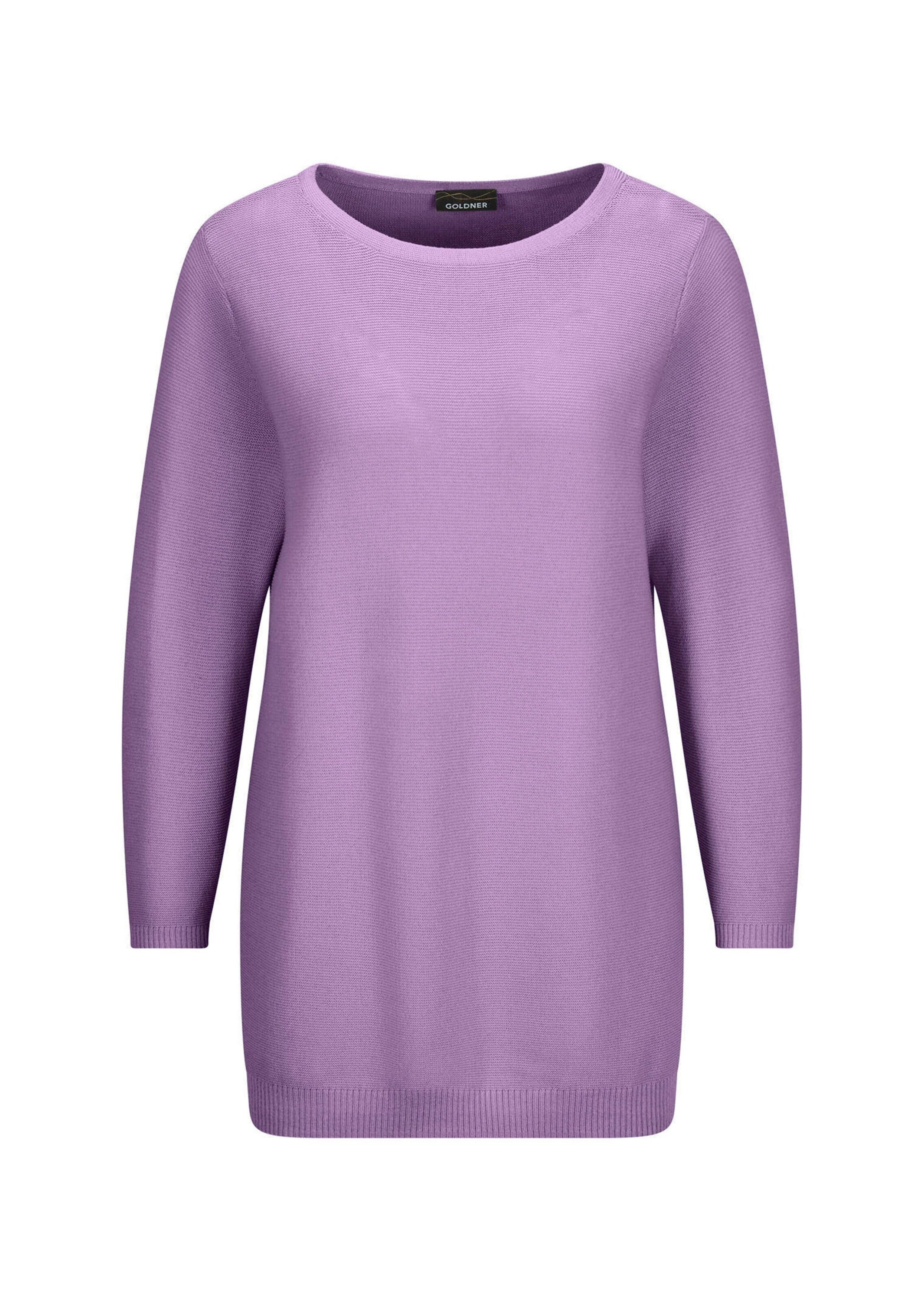 GOLDNER Rundhalspullover "Kurzgröße Eleganter Baumwollpullover, Halbarm" günstig online kaufen