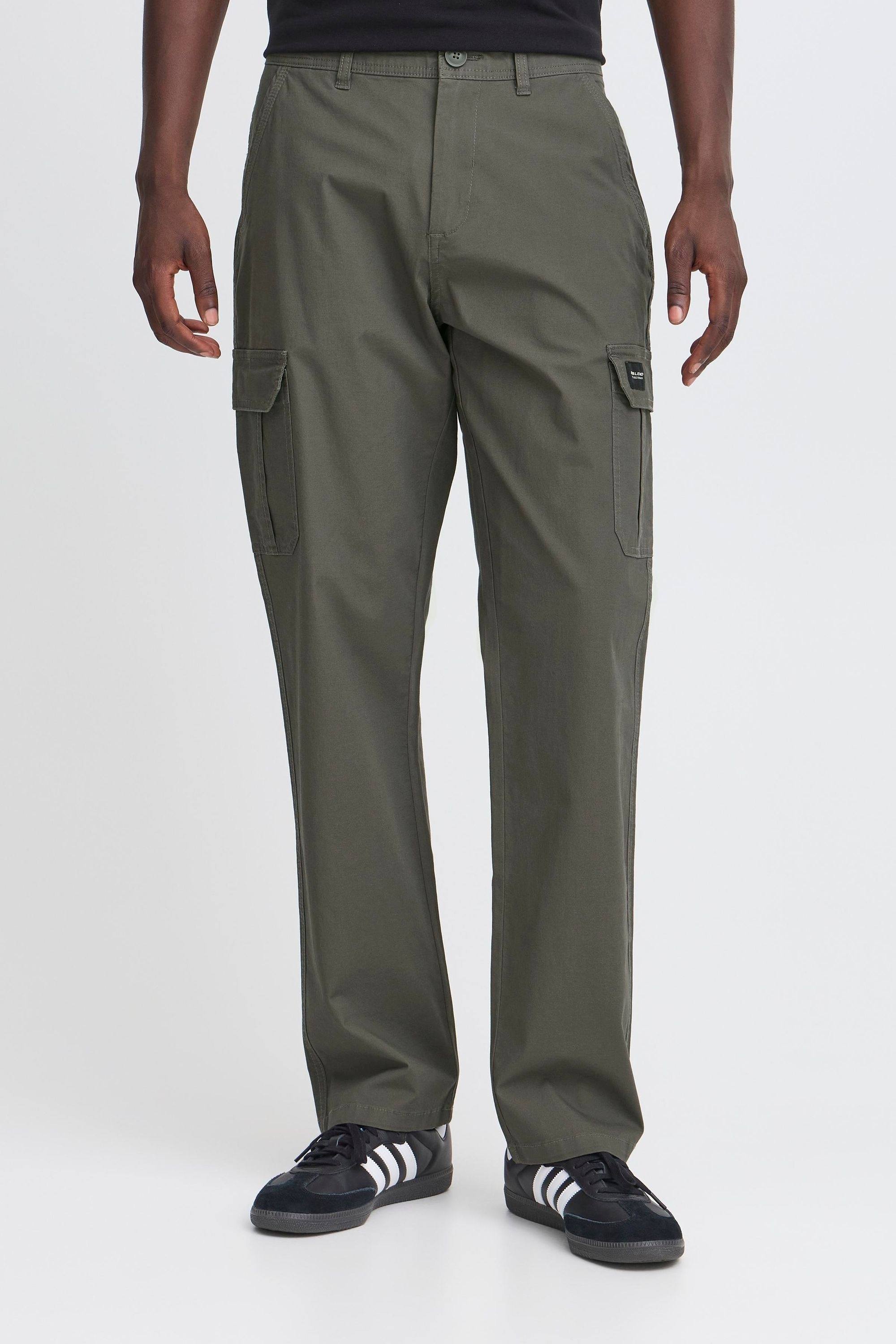 Cargohose BLEND "BHTimon", Herren, Gr. 33, Länge 30, iron gate, Twill, 98% Baumwolle, 2% Elasthan, unifarben, normal lang, Hosen Cargohose, Moderne Cargohose mit Taschen 2