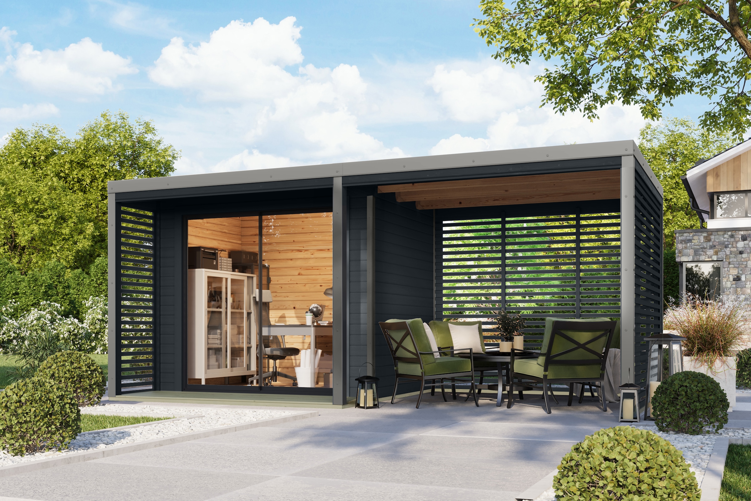 Karibu Gartenhaus »Saturino SET« inkl. Massivholzfußboden
