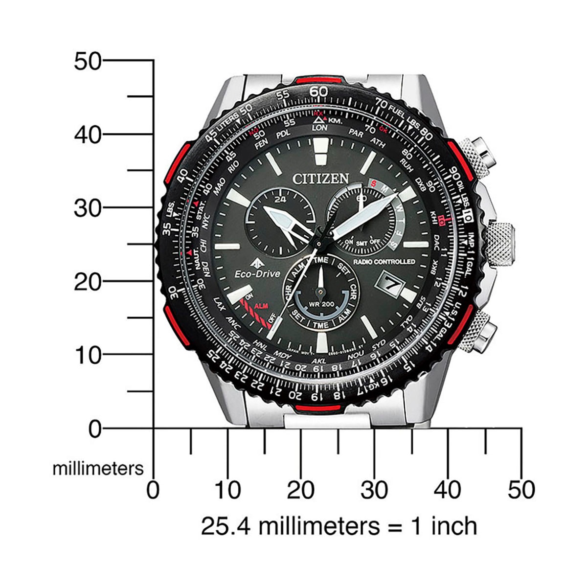 Citizen Funkchronograph »Promaster Sky, CB5001-57E«, Armbanduhr, Herrenuhr, Solar, Stoppfunktion, bis 20 bar wasserdicht