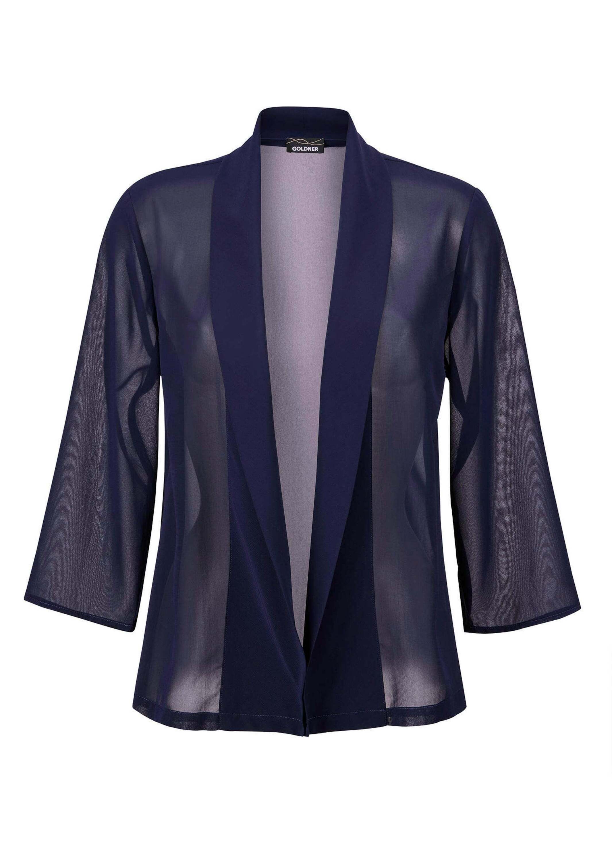 GOLDNER Jackenblazer "Kurzgröße Blaue leichte Jacke mit Schalkragen, Halbarm" Perfekt für Kleider