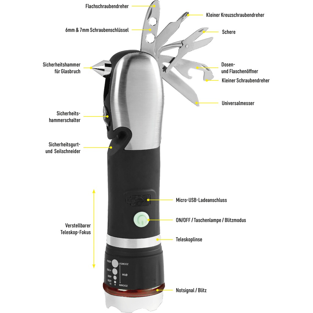 MediaShop LED Taschenlampe »Panta Safe Guard«, (Set mit 2 Stück)