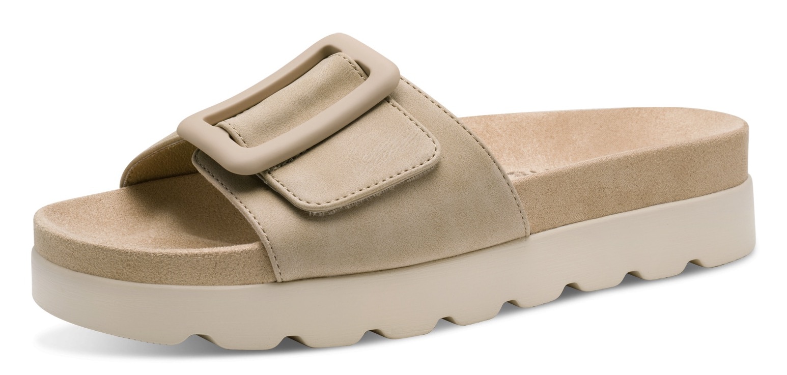 Tamaris Pantolette, Plateau, Sommerschuh mit großer Zierschnalle