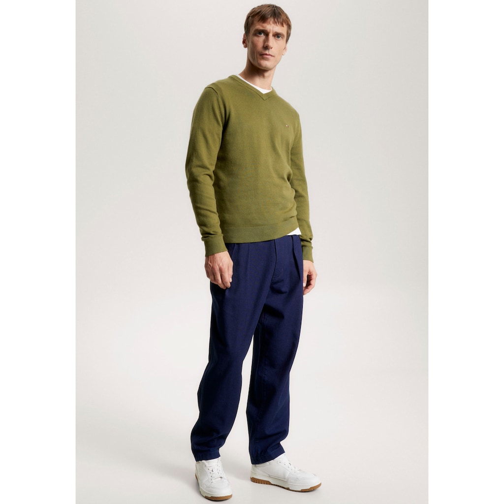 Tommy Hilfiger V-Ausschnitt-Pullover »PIMA ORG CTN CASHMERE V NECK«