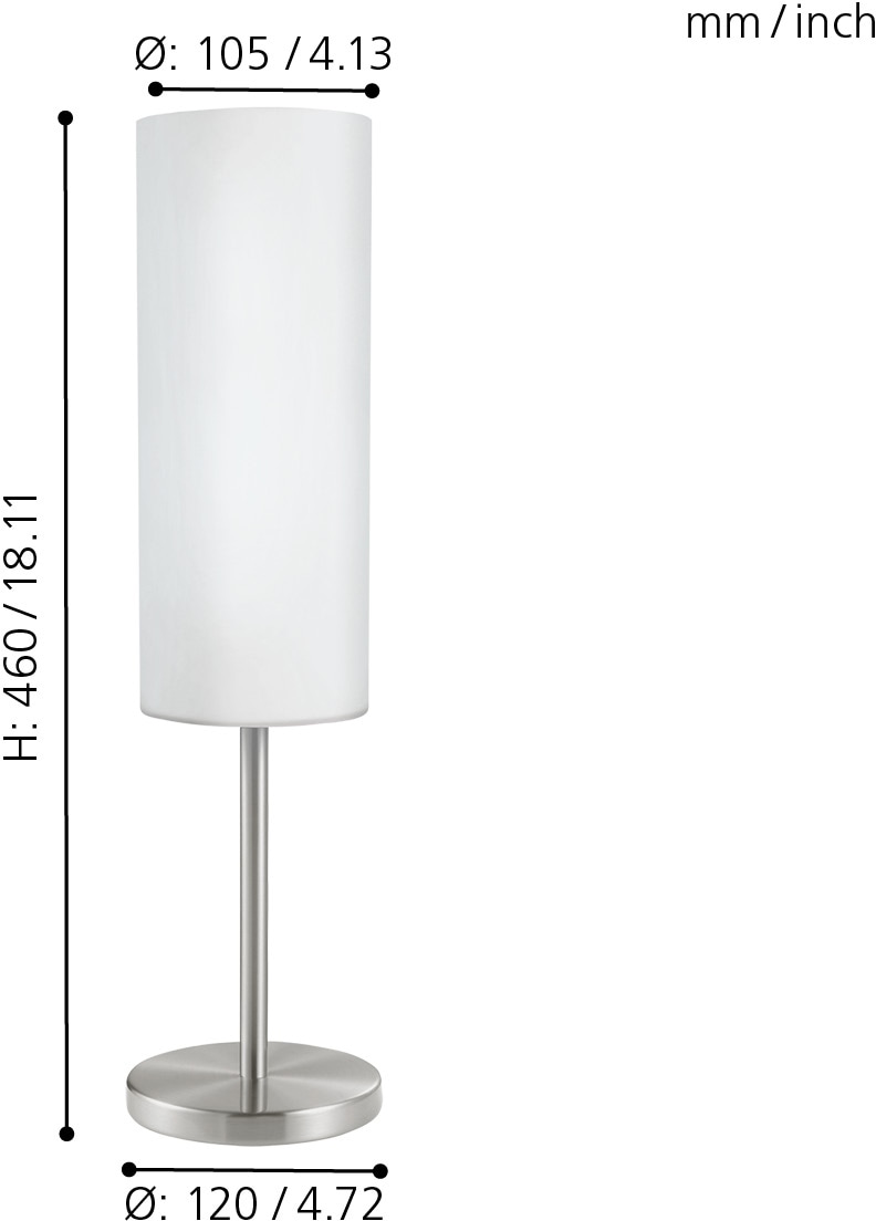 EGLO Tischleuchte »TROY 3 Tischlampe, Stahl und Glas, E27, IP20, Nachttischlampe, Lampe« E27 Tischleuchte, H46 x Ø10,50, nickel-matt, 1X40W exkl.