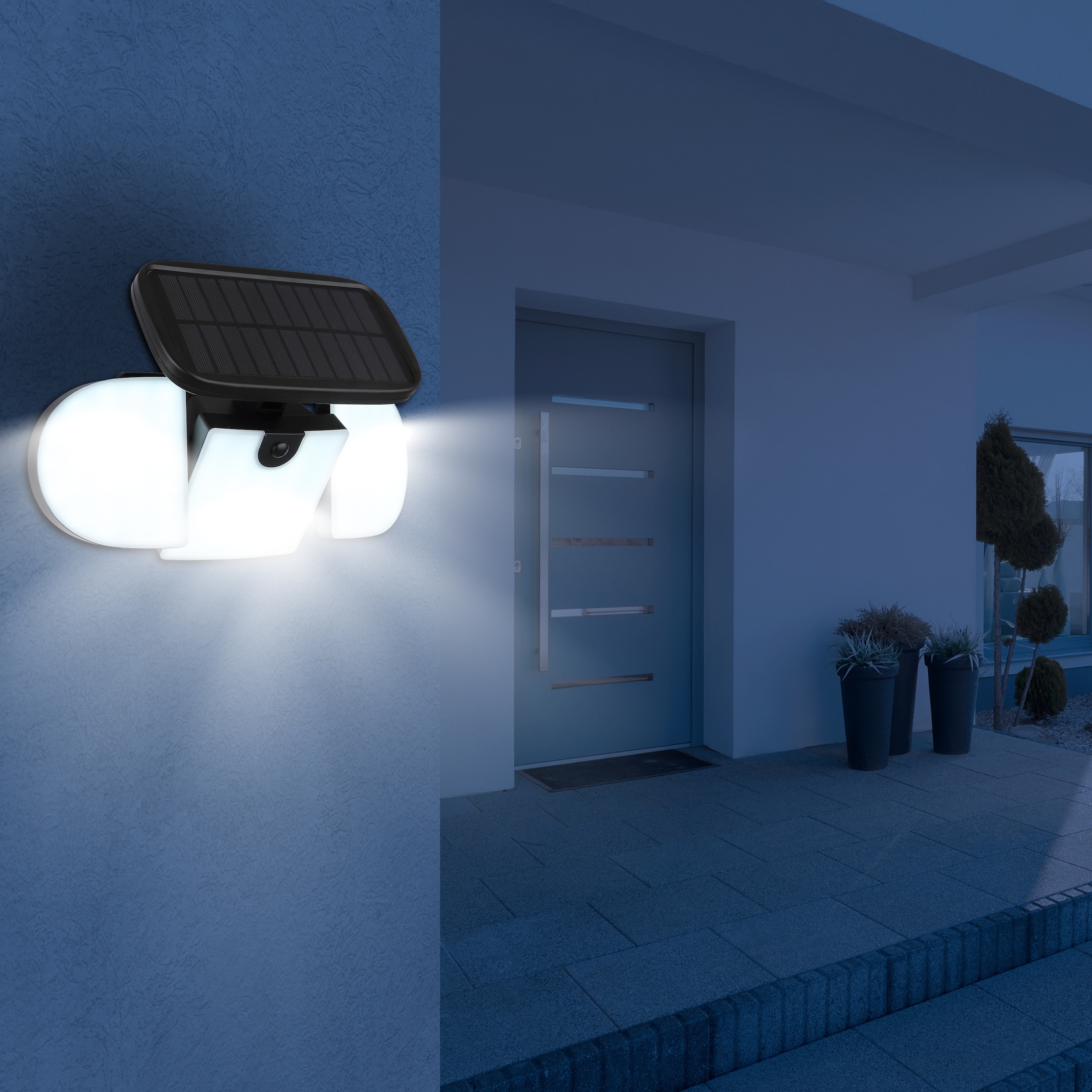 GLOBO LIGHTING LED Solarleuchte »SOLARLEUCHTE KUNSTSTOFF SCHWARZ MATT, 1XLED« LED-Modul 1 Stk. Kaltweiß Solar Garten Terrasse Außenbeleuchtung Funktionsleuchte Außenbereich