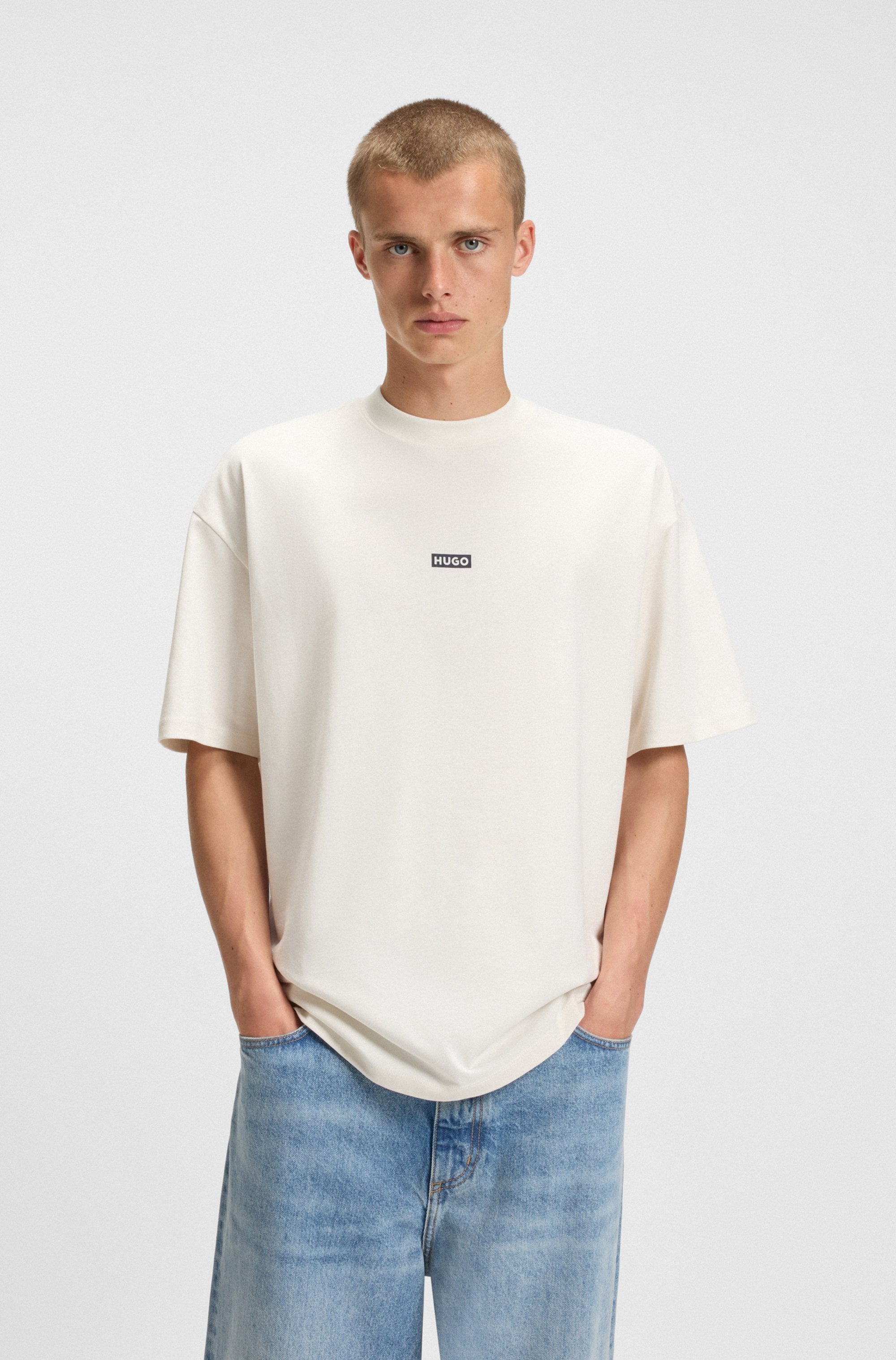 HUGO Blue T-Shirt "Nalono", mit Logodruck, Oversized Look mit Backprint günstig online kaufen