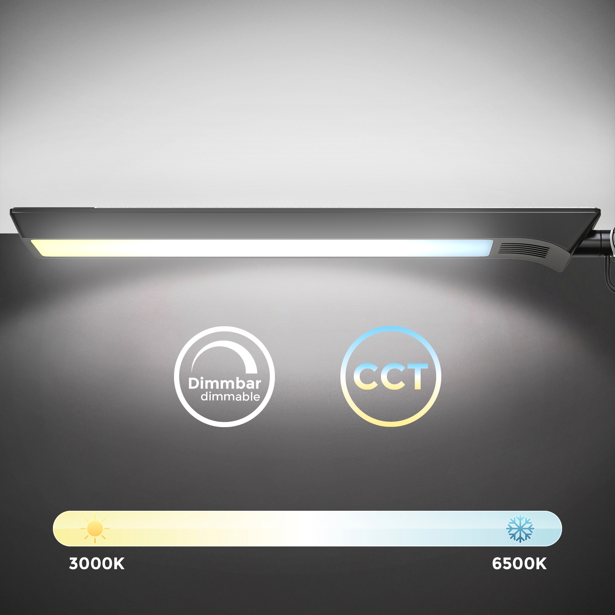 BAUR 3000K 880lm, - Klemmleuchte, B.K.Licht LED | 6500K Farbtemperatur inkl. x dimmbar LED 6,6 Watt, 1