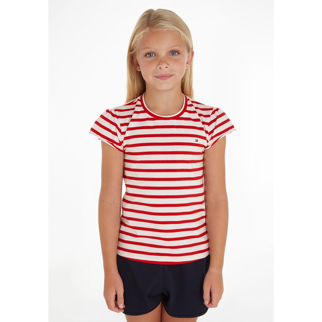 Tommy Hilfiger T-Shirt »STRIPED RUFFLE SLEEVE TOP S/S«