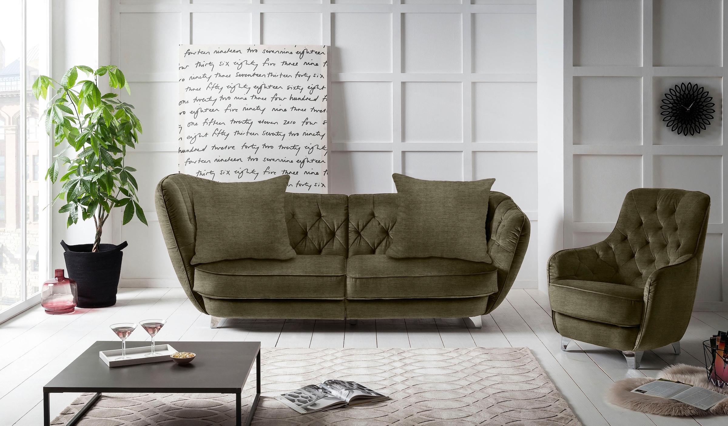 Leonique Big-Sofa »Retro«, stylischer Hochlehner