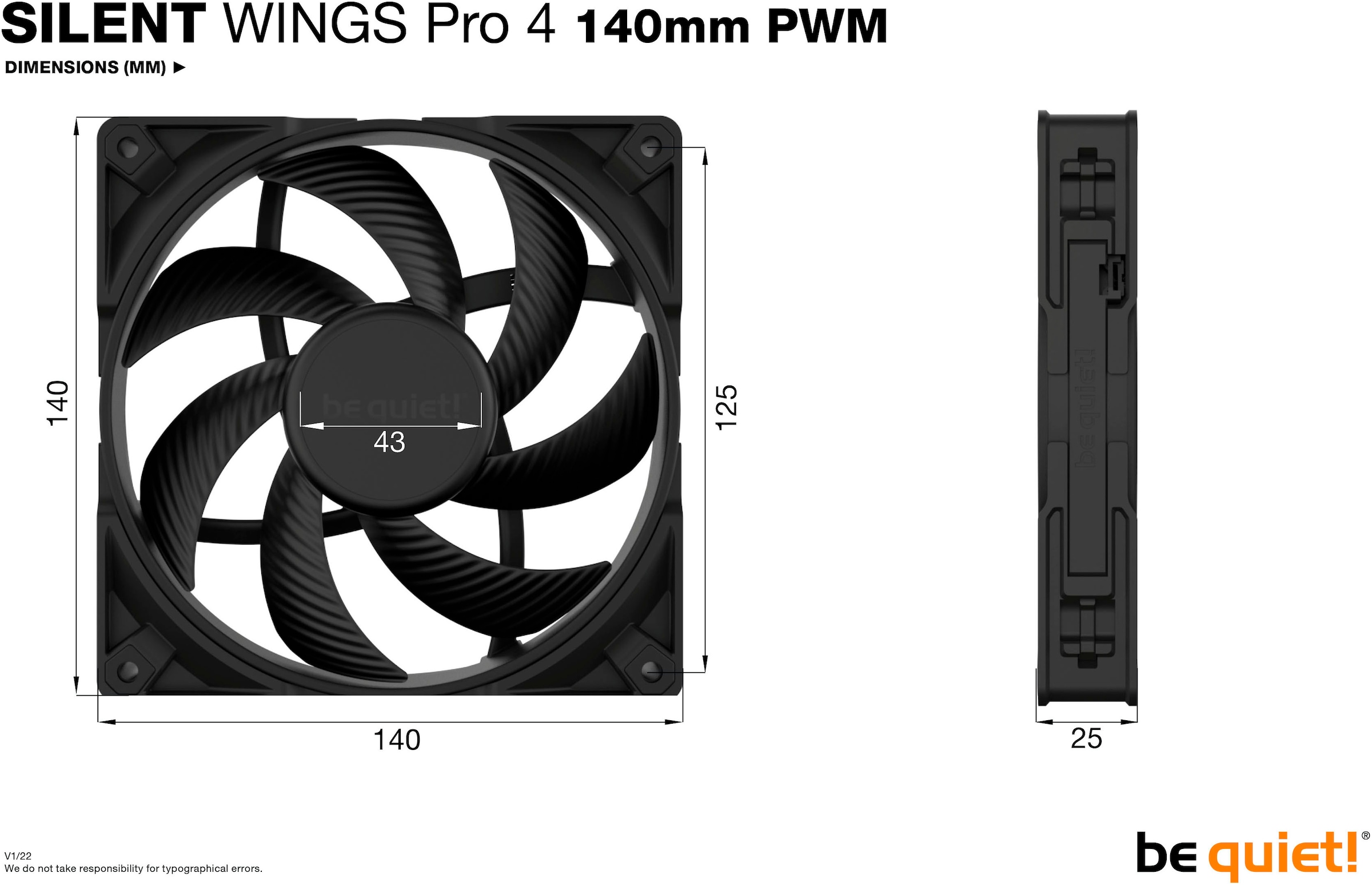 be quiet! Gehäuselüfter »SILENT WINGS PRO 4 140mm PWM«