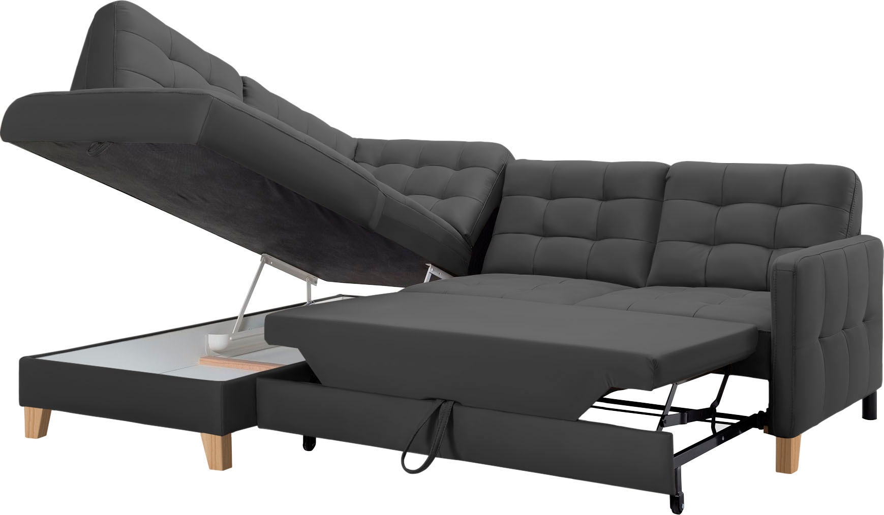 exxpo - sofa fashion Ecksofa »Elio, kompakt und komfortabel, bequem, zeitloses Design, L-Form«, wahlweise mit Bettfunktion und Bettkasten