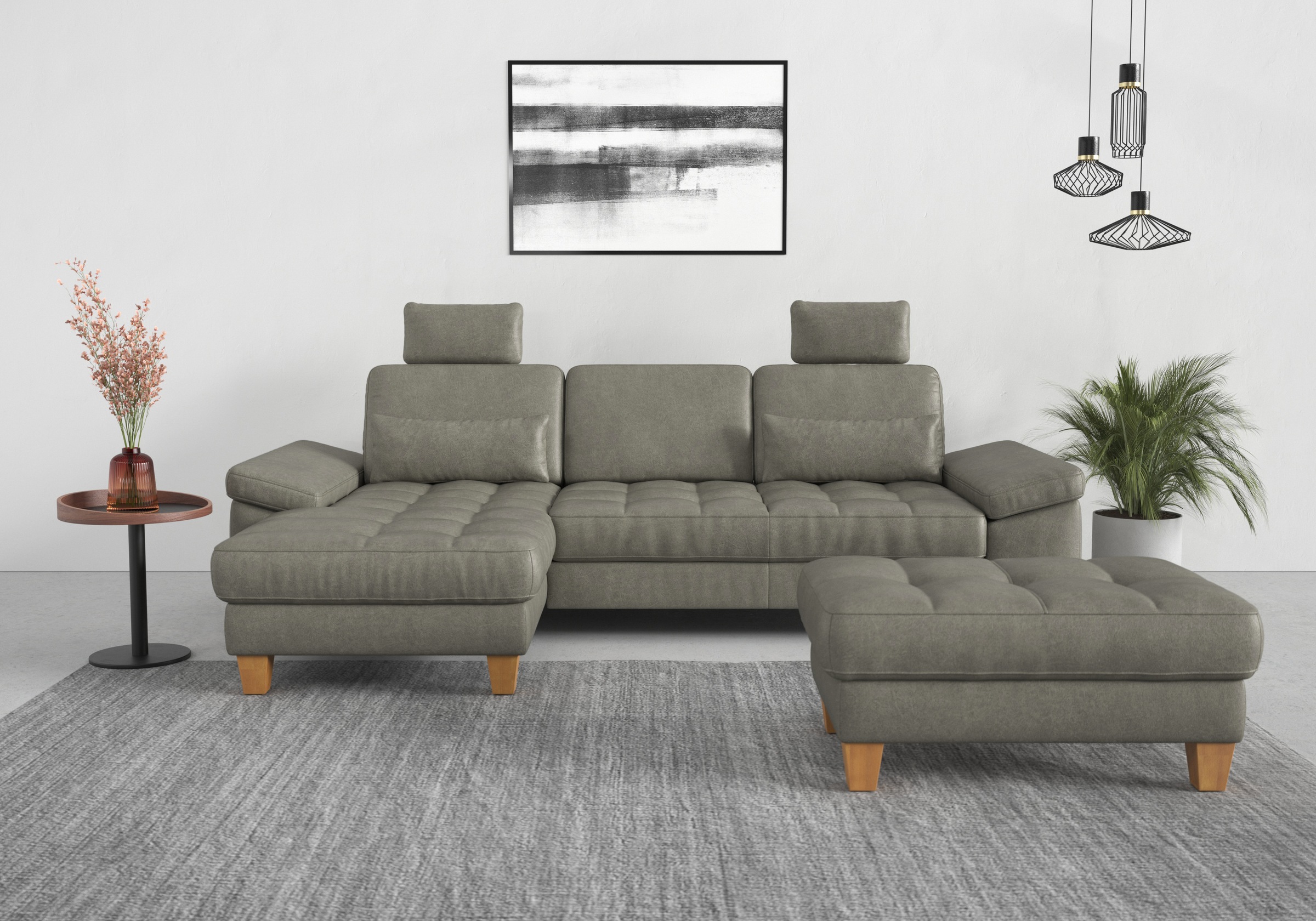 SIT & MORE Westham L-Shape Corner Sofa Grey 8