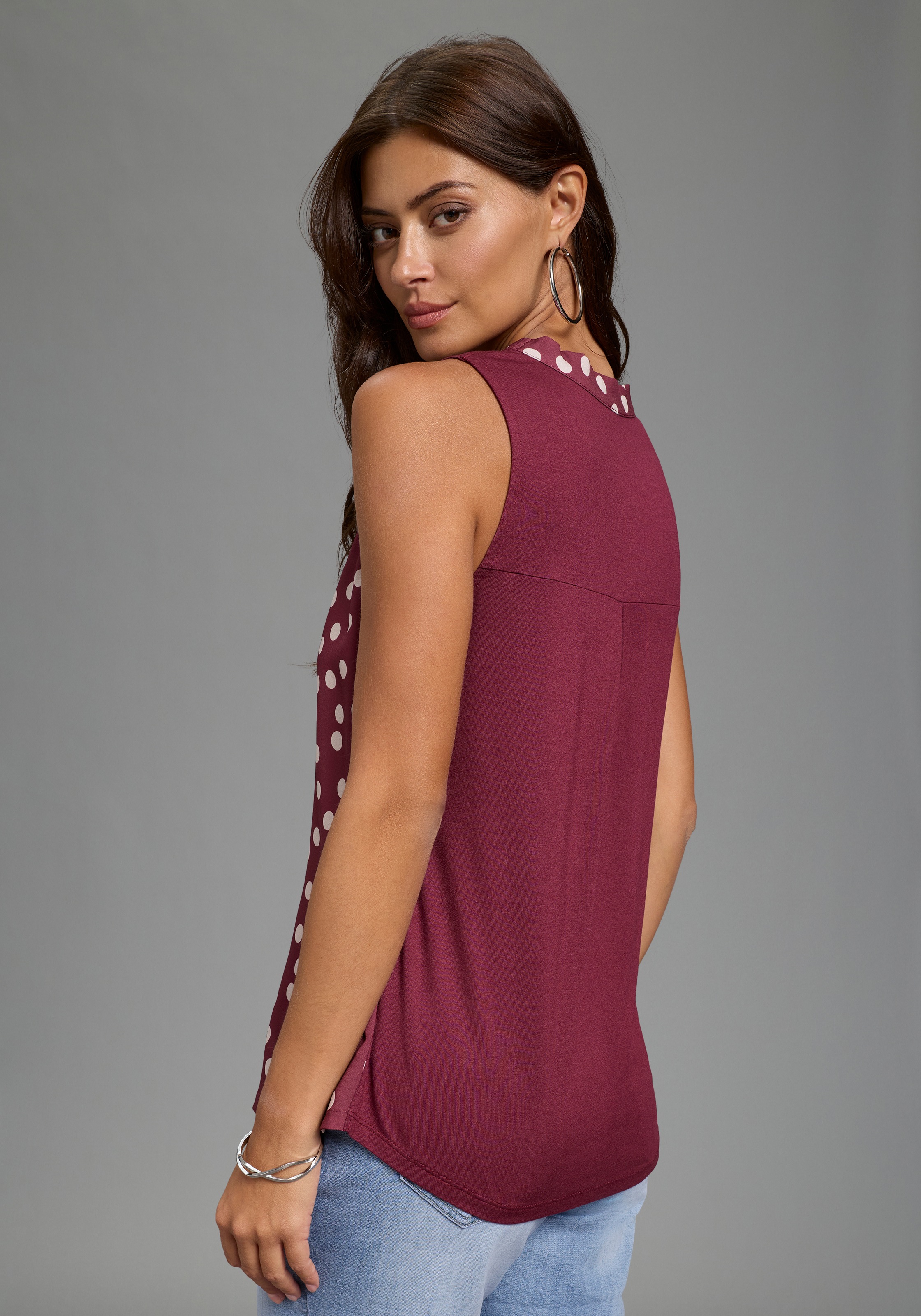 Laura Scott Blusentop figurnah, ohne Ärmel, aus Jersey- und Crêpe-Qualität, günstig online kaufen