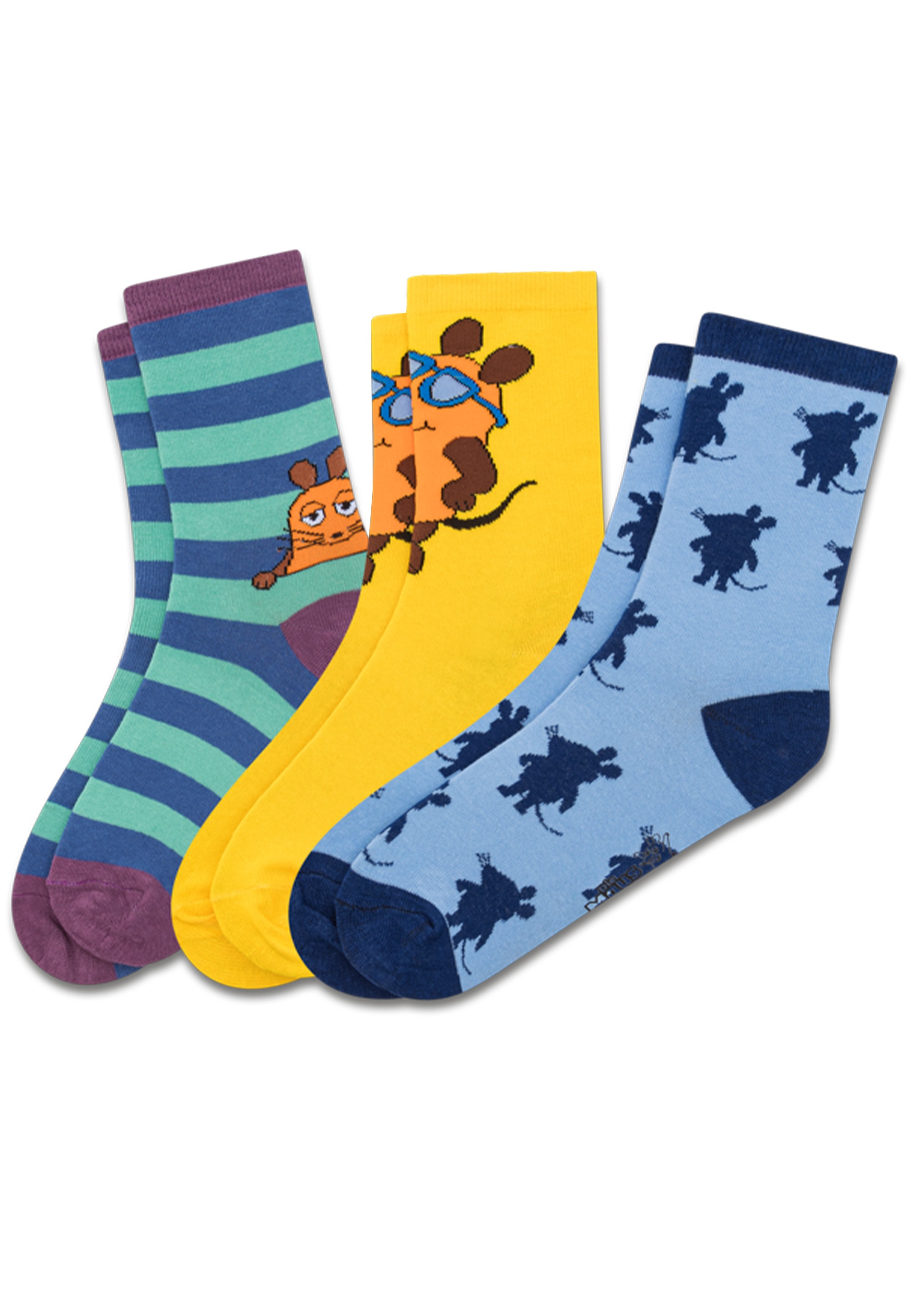 koaa Socken »Maus«, (3 Paar), 3er-Pack mit buntem Design