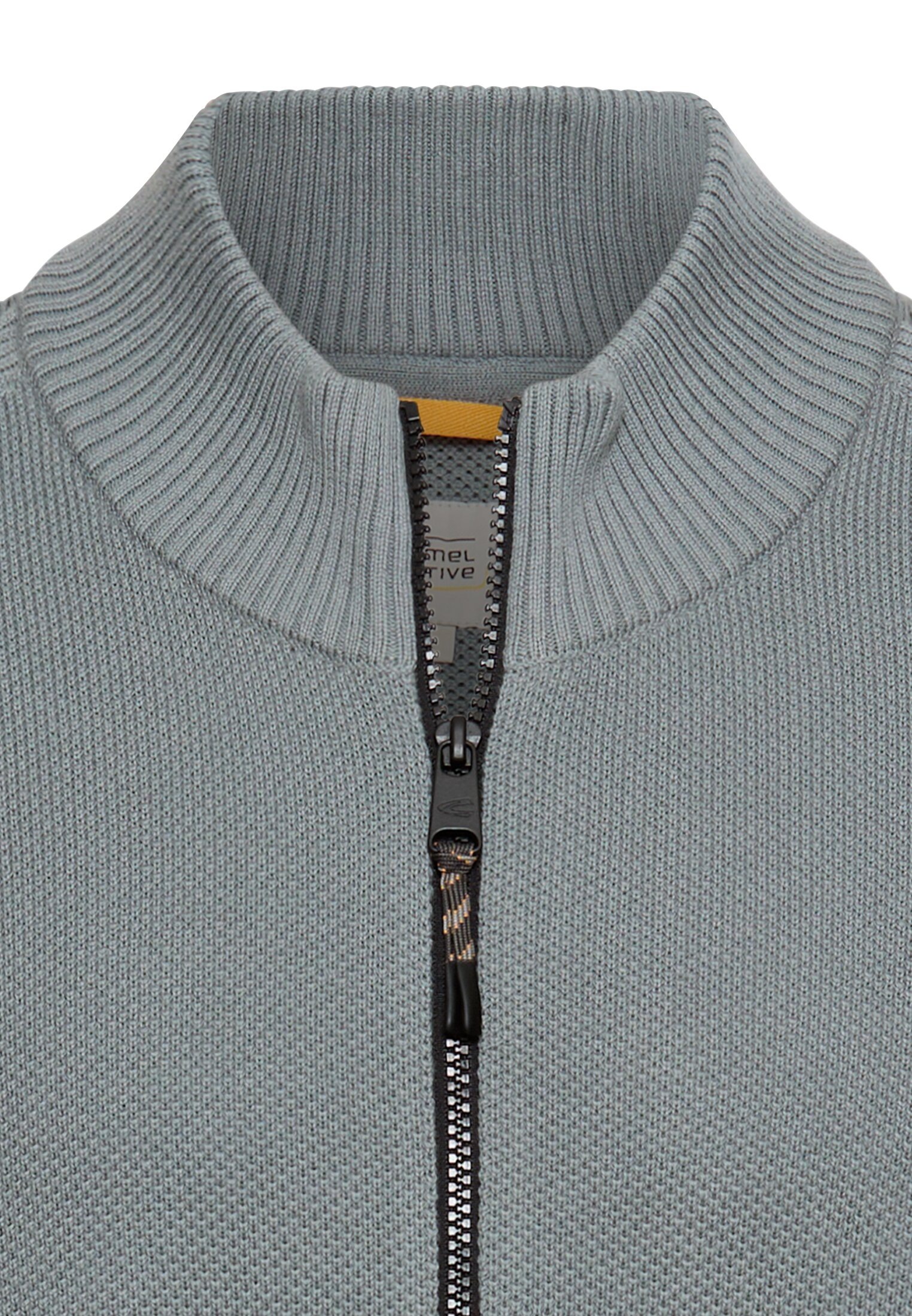 camel active Strickjacke mit Reißverschluss und Stehkragen