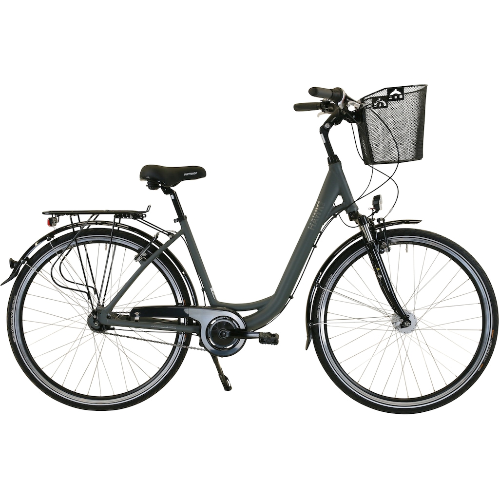 HAWK Bikes Cityrad »HAWK City Wave Deluxe Plus Grey«, 7 Gang, Shimano, Nexus Schaltwerk