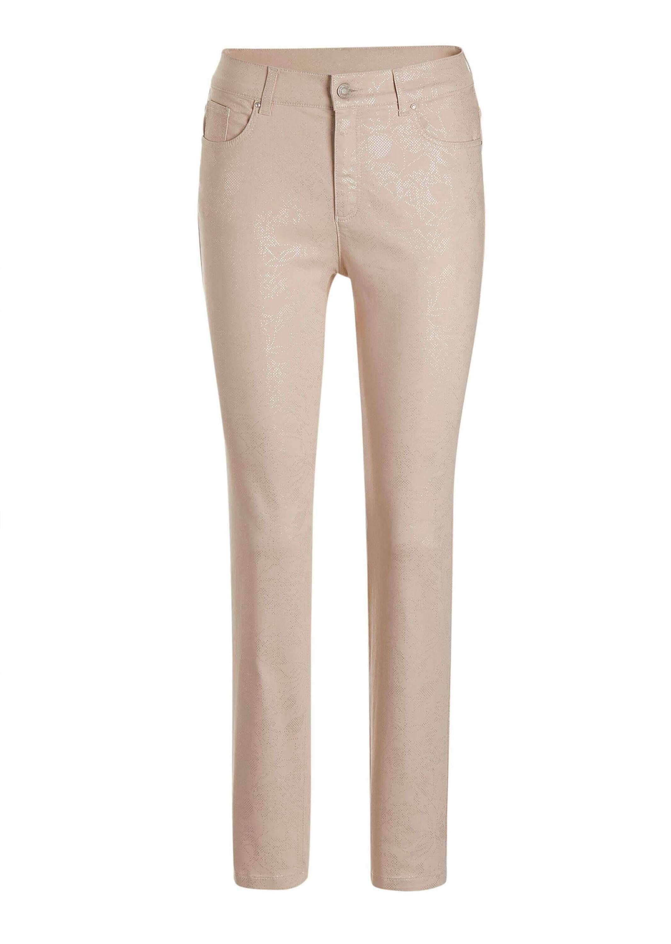 GOLDNER 2-in-1-Hose "Knöchellange Jeans CARLA in Braun" Ziernieten