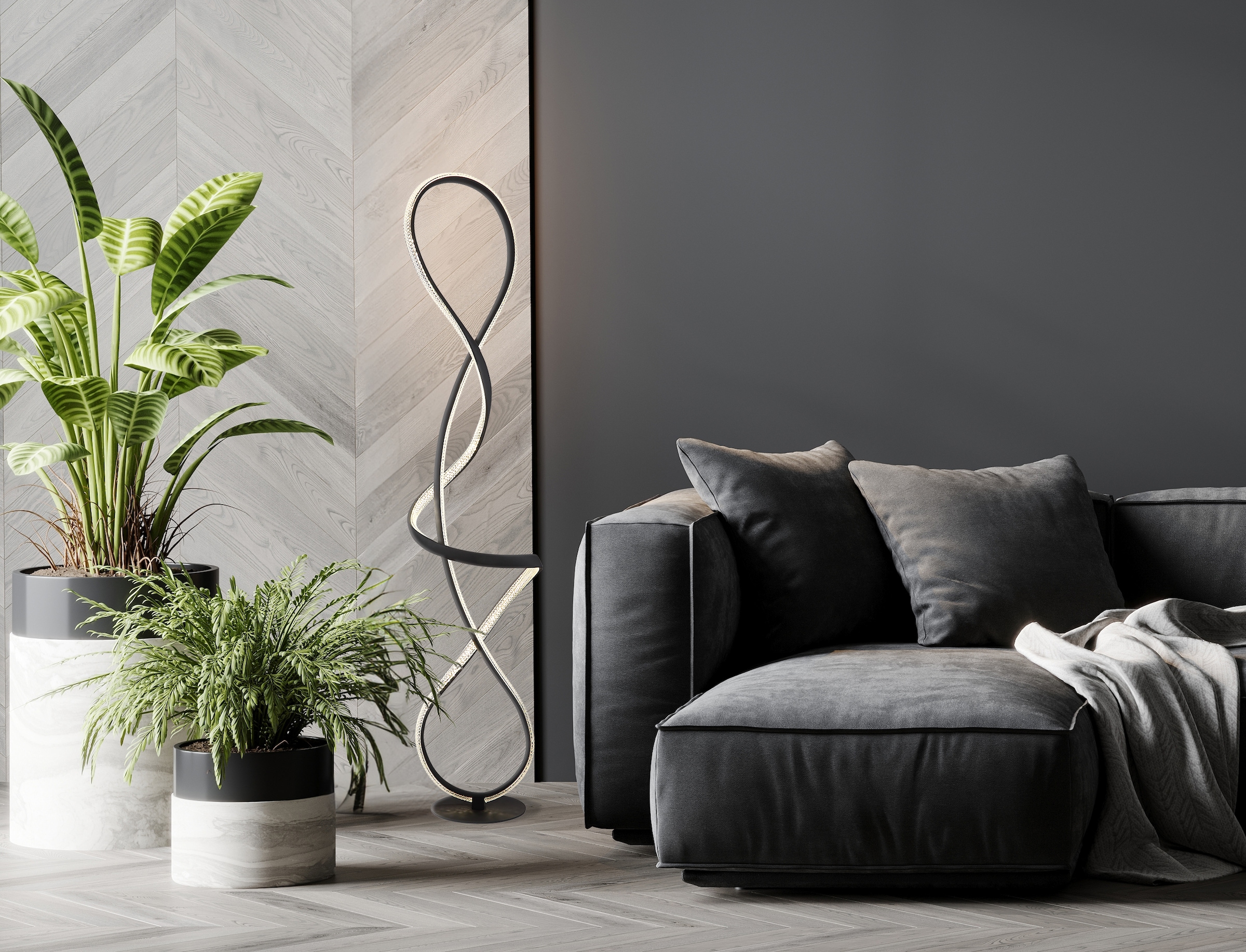 GLOBO LIGHTING Stehlampe »SWIRL« LED-Modul 1 Stk. Warmweiß