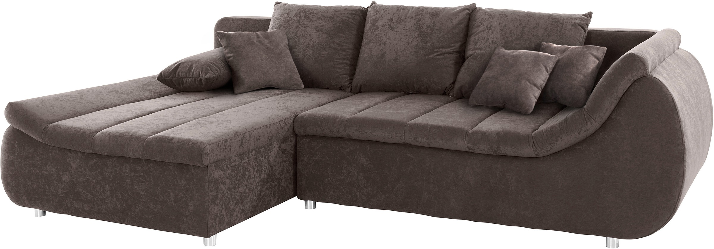 Ecksofa HOME AFFAIRE "Imola, elegant und modern, aktuelle Steppung im Sitz, bequem, L-Form", blau (anthrzit), B:271cm H:90cm T:104cm, Sofas, Ecksofa, frei im Raum stellbar, wahlweise mit Bettfunktion und Bettkasten 5
